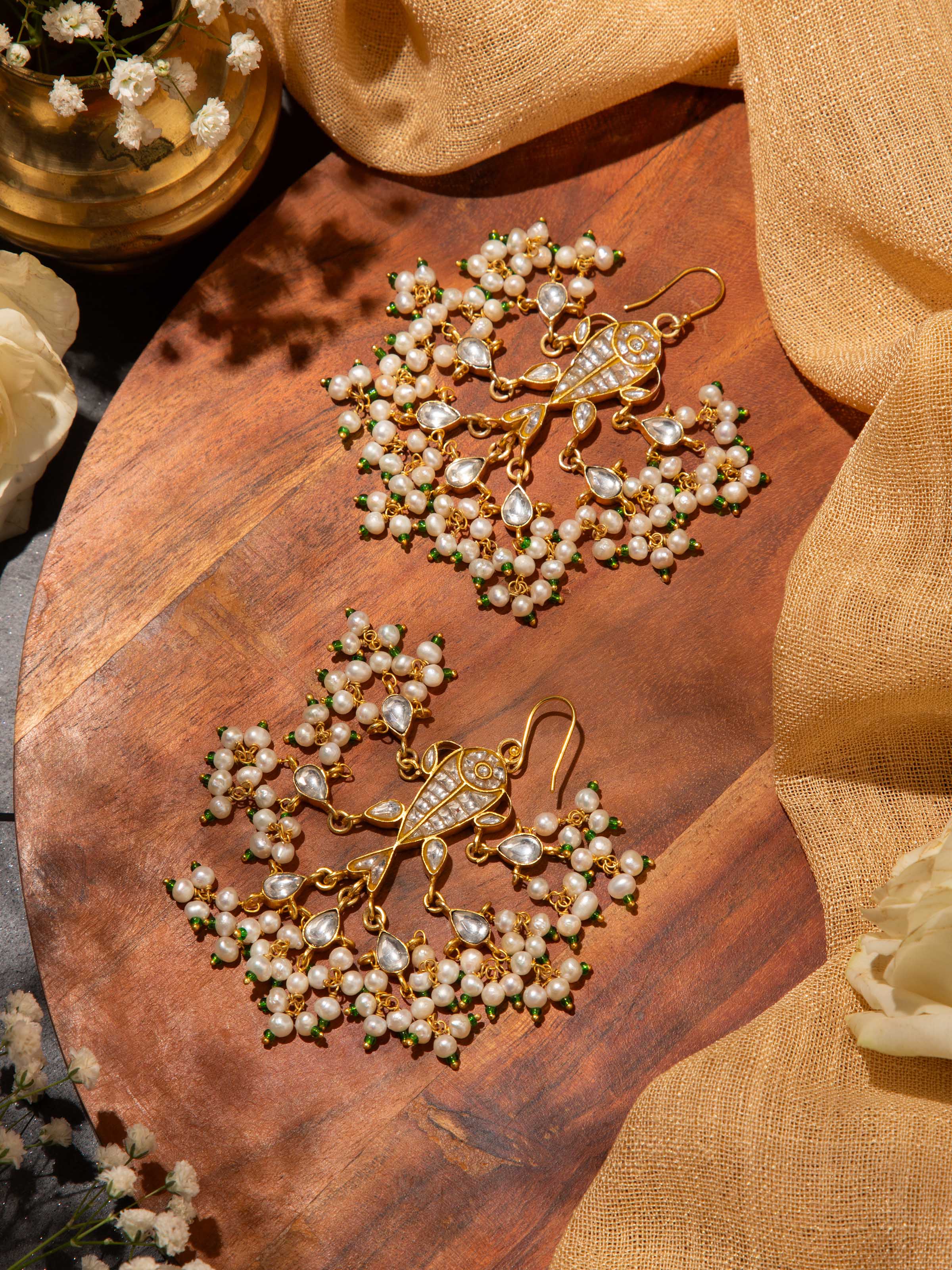 Lifestyle view of Silver Smithing drop earrings