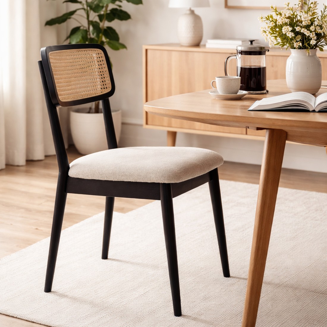 Scandinavian Arlo Dining Chair Black Matte Finish - Nestnordic