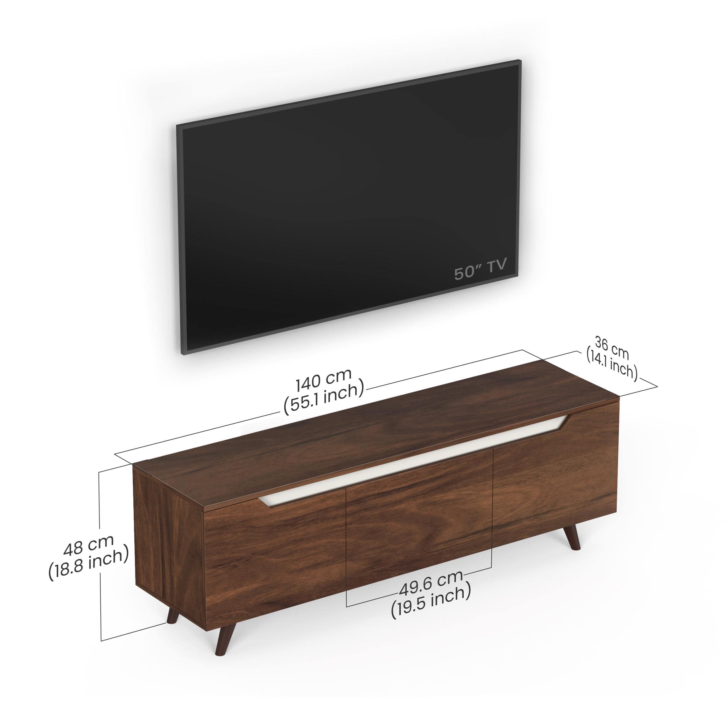 Blesky Mini Engineering Wood Floor Standing Tv Entertainment In Brown Maple Finish