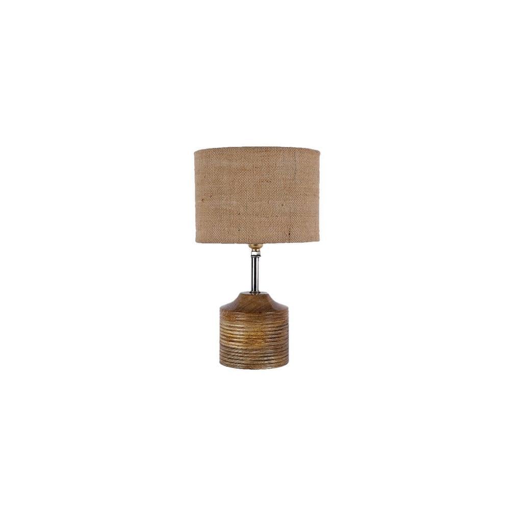 Edwidge Beige Natural Fiber Shade Table Lamp with Natural Wooden Base
