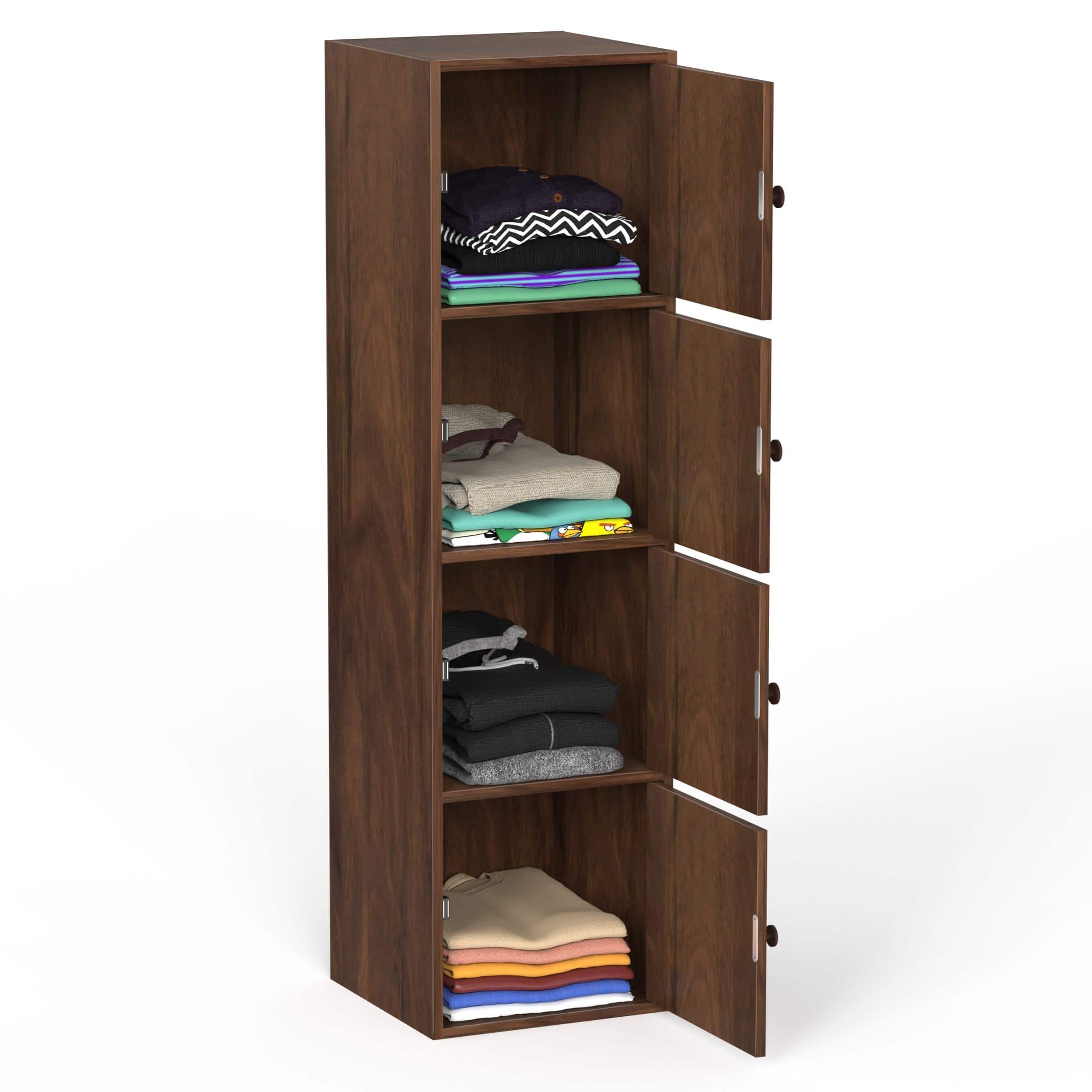 Calcio 4-Tier Engineered Wood Wardrobe In Brown Maple Finish