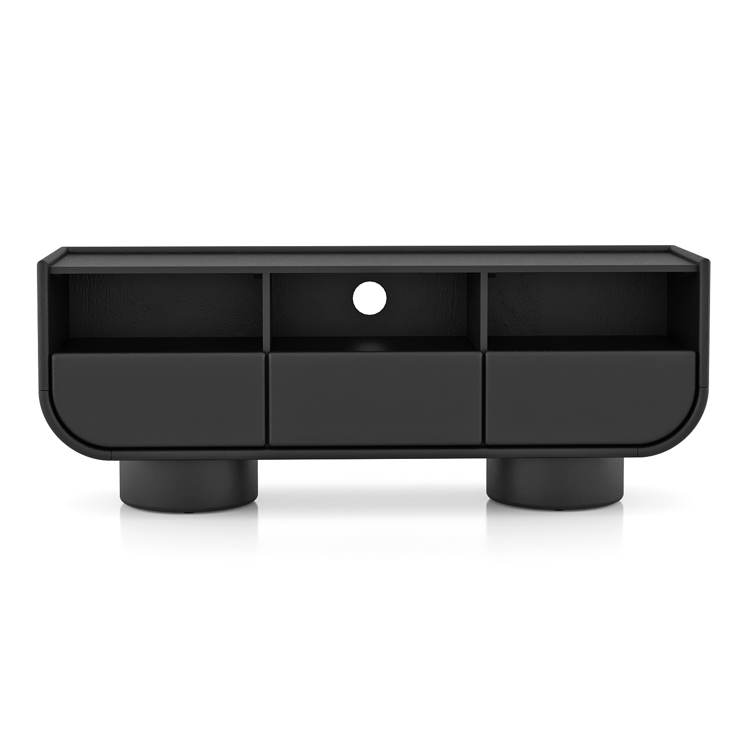 Nura Solid Wood TV Cabinet In Black Wire Brush