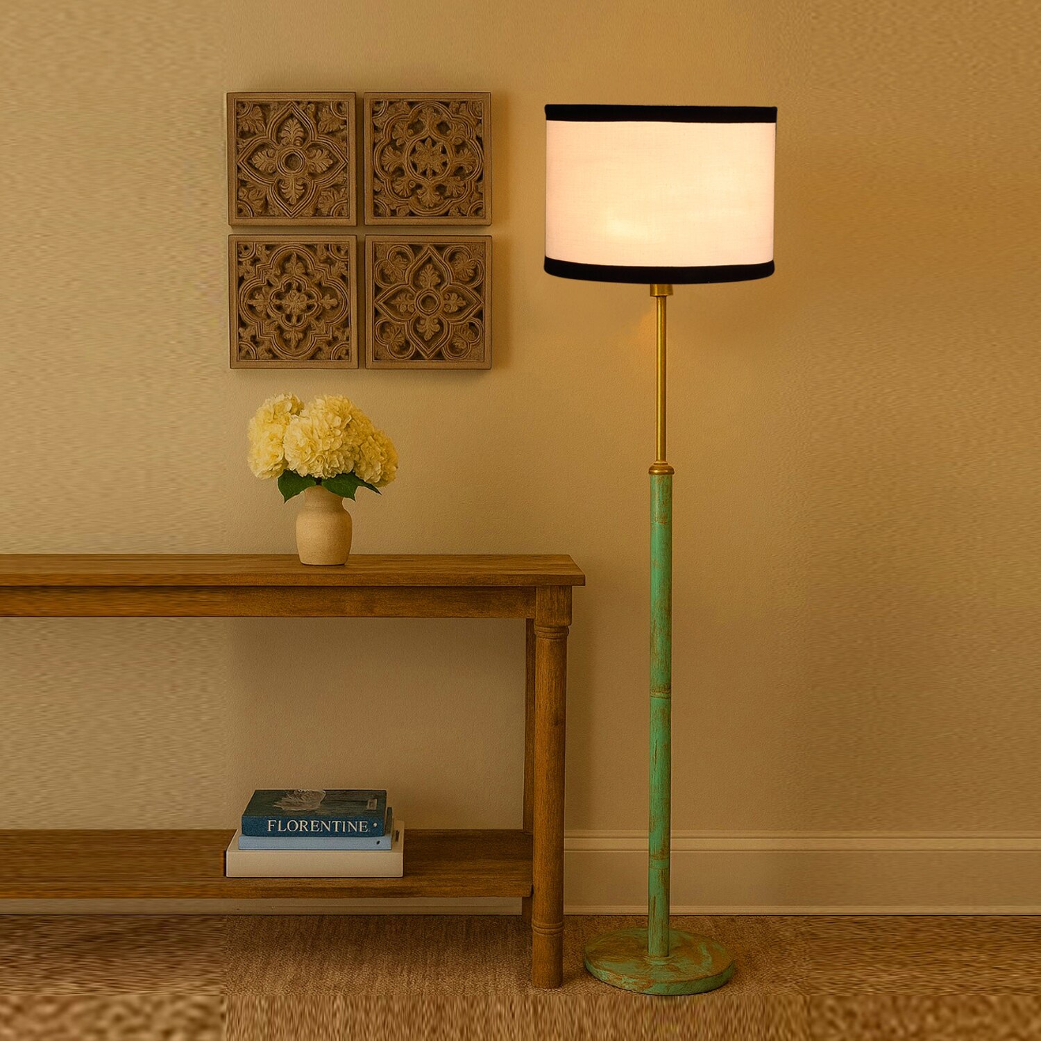 Devansh Wood & Metal Floor Lamp