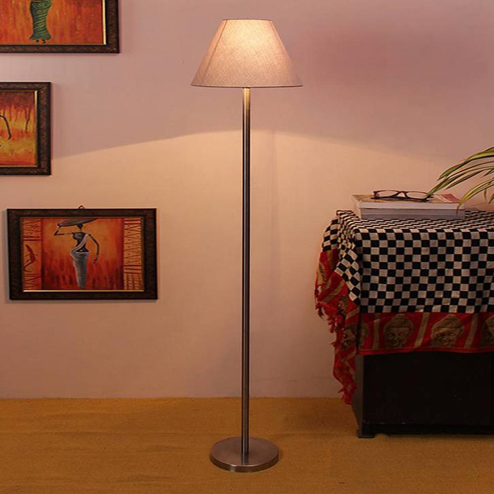 Deance Grey Cotton Shade Floor Lamp