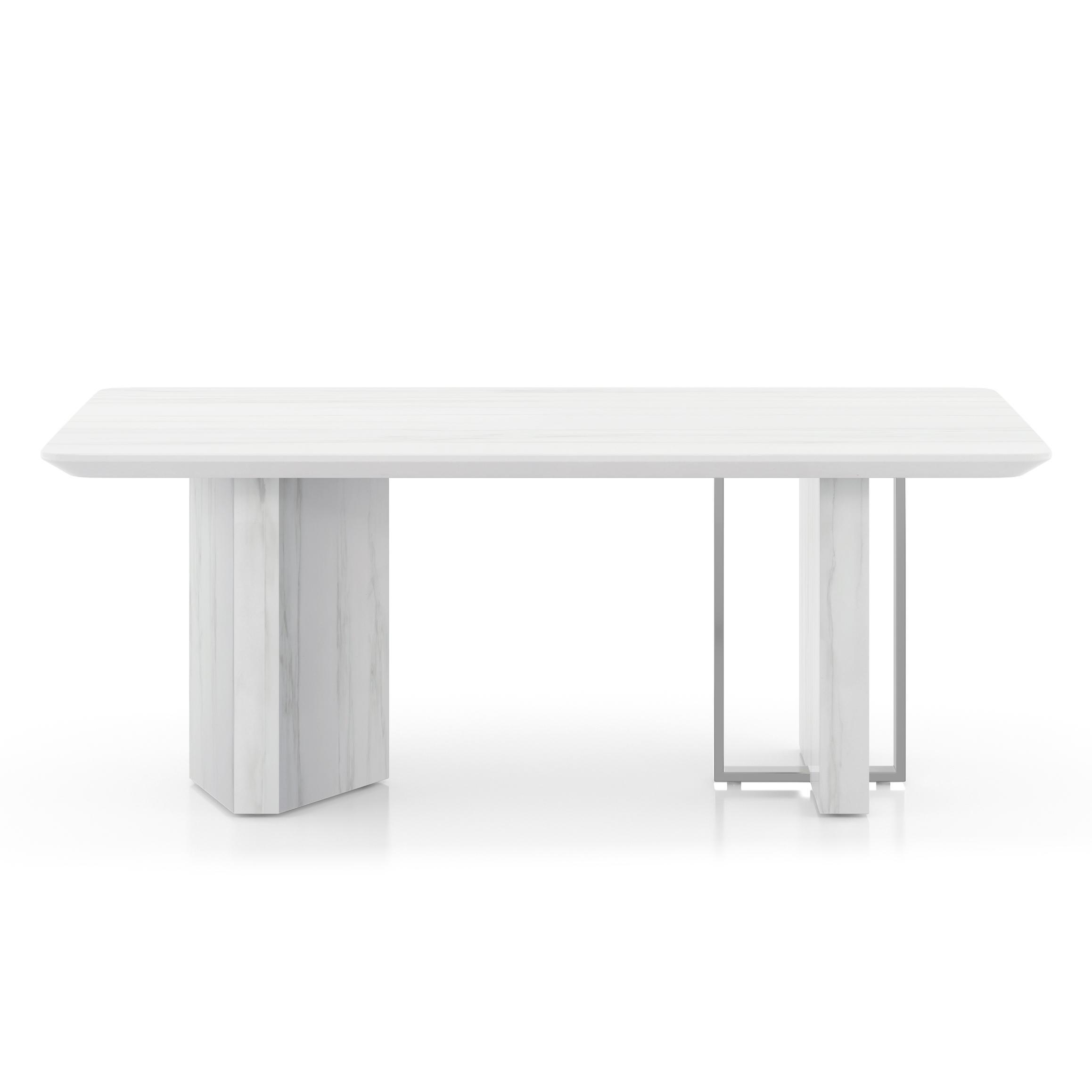 Nova Faux Marble 6 Seater Dining Table With Set Of 6 Doris Swivel Chairs