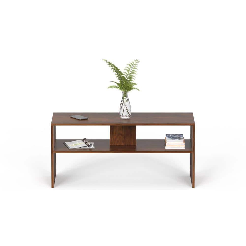 Oliver Engineered Wood Coffee Center Sofa Tea/Teapoy Console Table With Storage (Brown Maple)