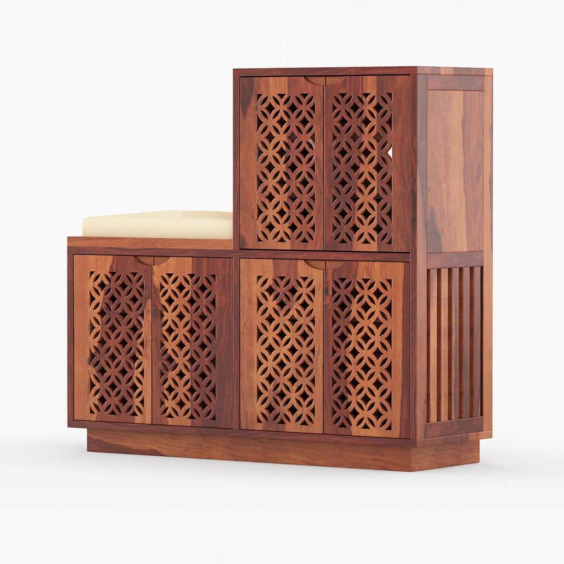 Casventa Shoe Rack Of 25 Pairs In Honey Oak Color