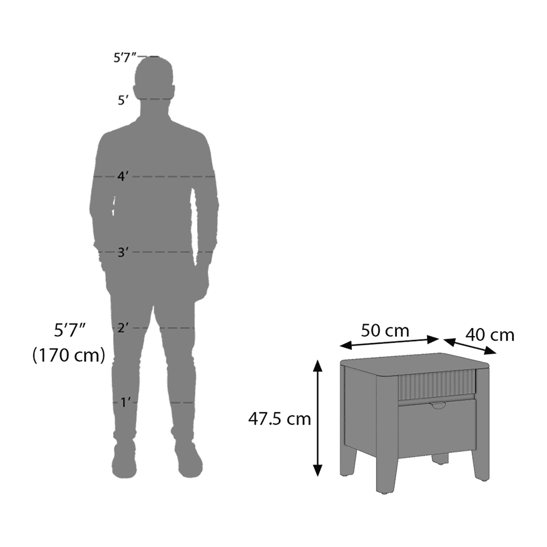 Toledo Solid Wood Bedside Table In Amber Walnut Finish