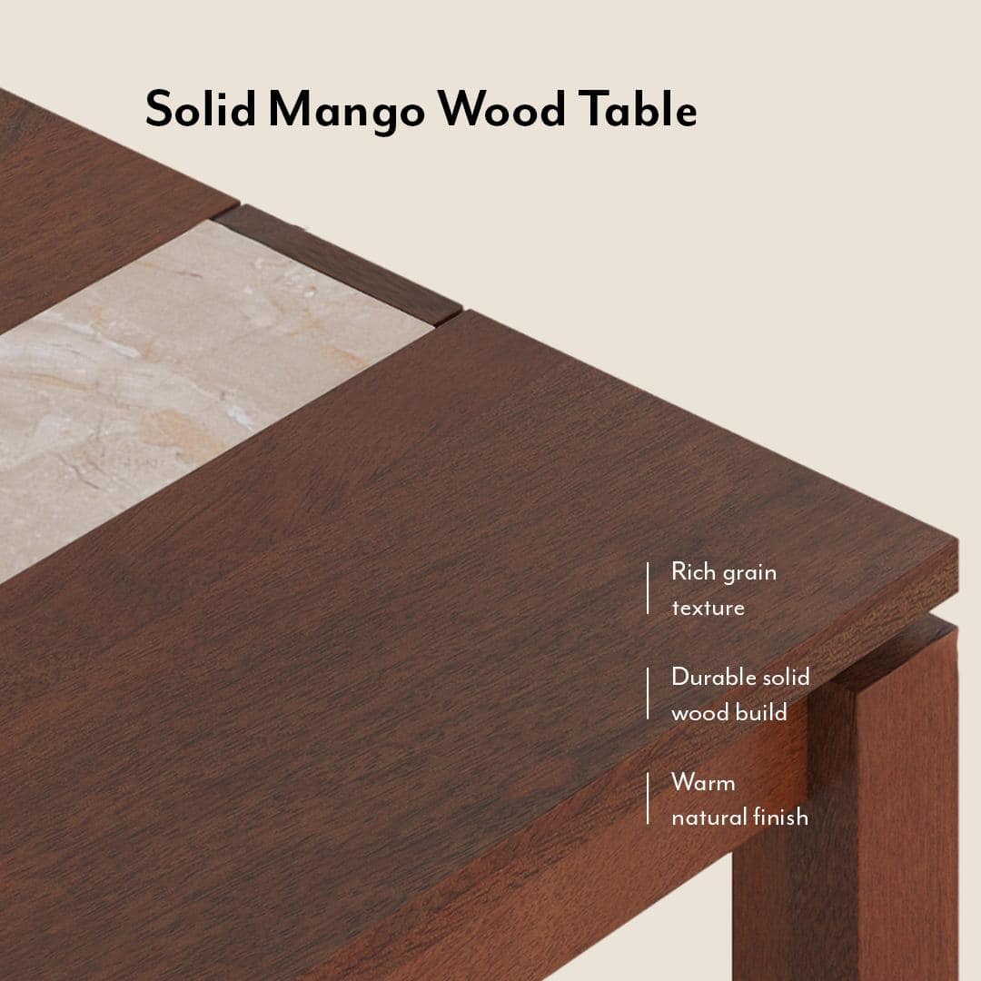 Atlas Crest Solid Wood 4 Seater Dining Table with set of 4 Casey Swivel Dining Chair