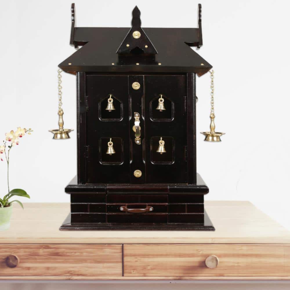 trisha engineered wood prayer unit in mahagony finish