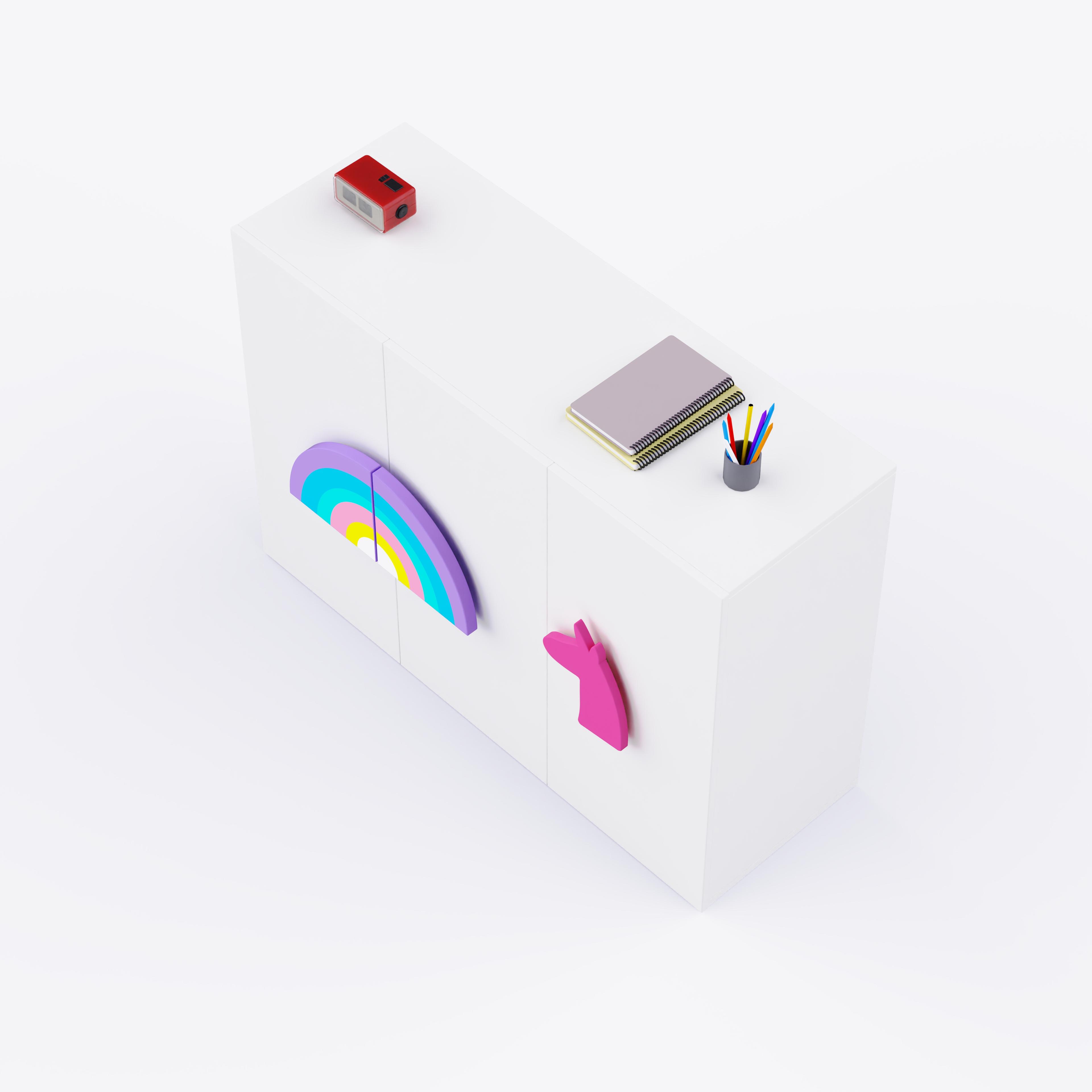 Unicorn'S Playground Cabinet Storage In White Colour