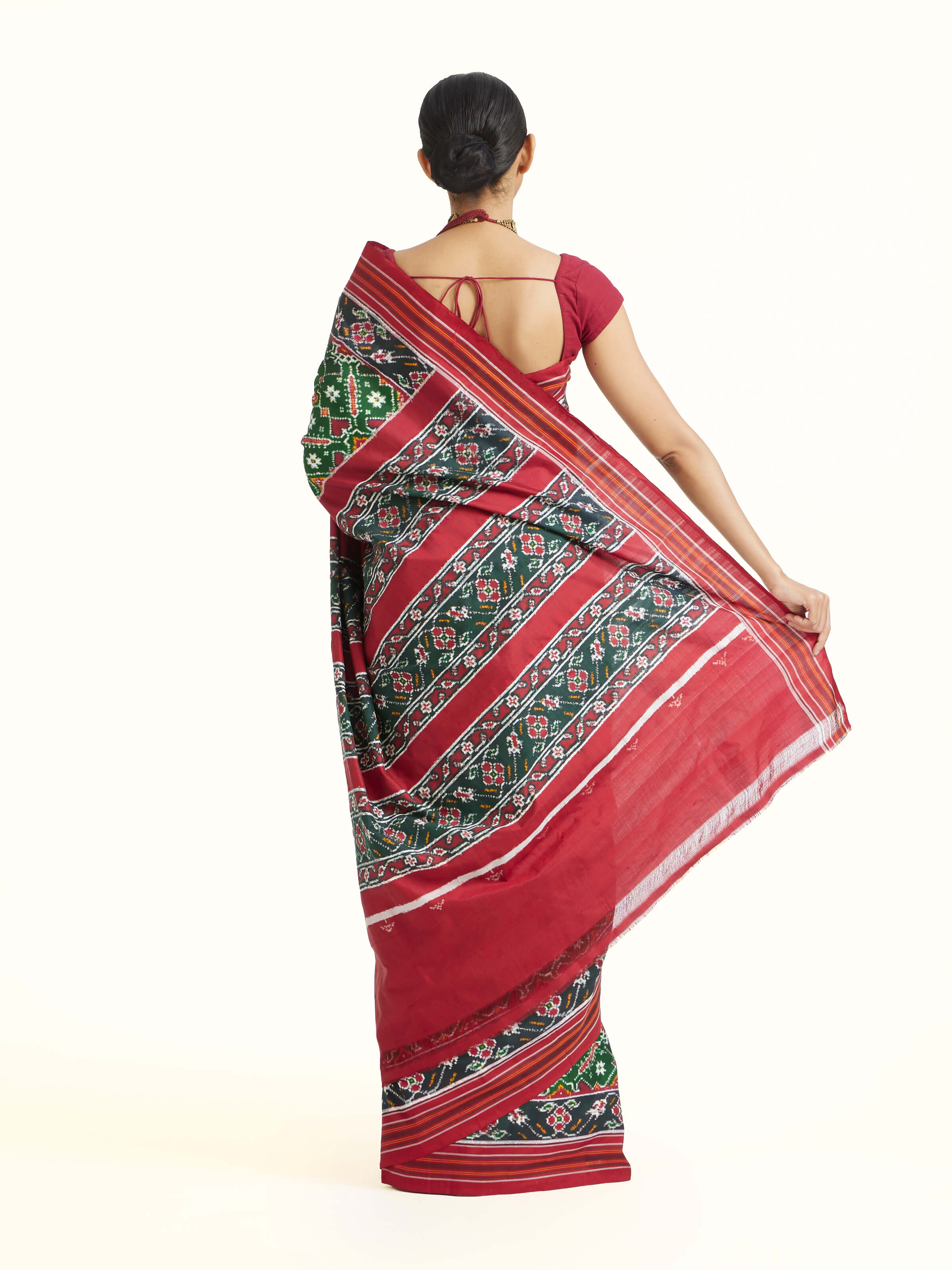 Green Double Ikat Silk Saree