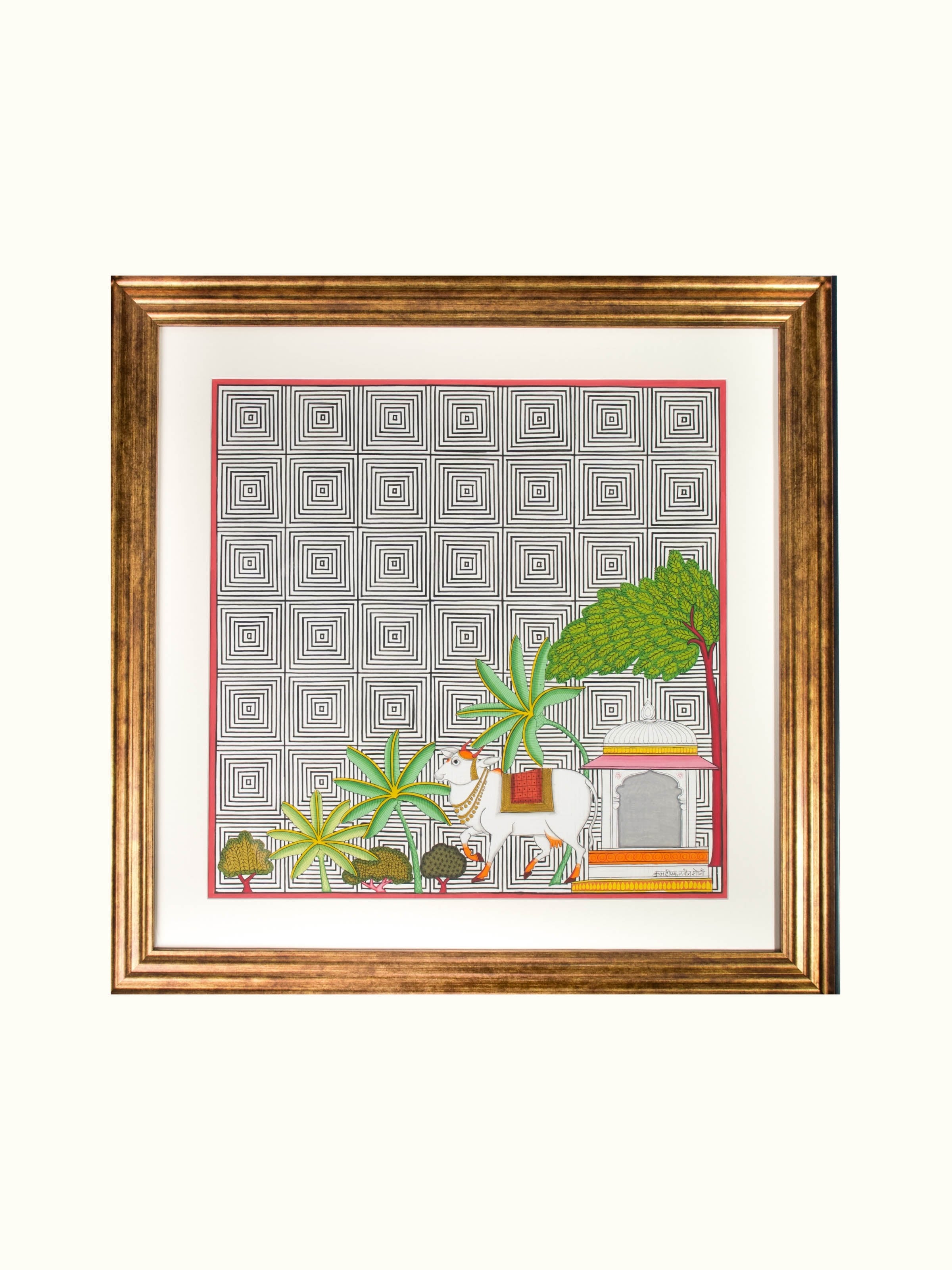 Cow Forest Geometric Illusion Pichwai Painting