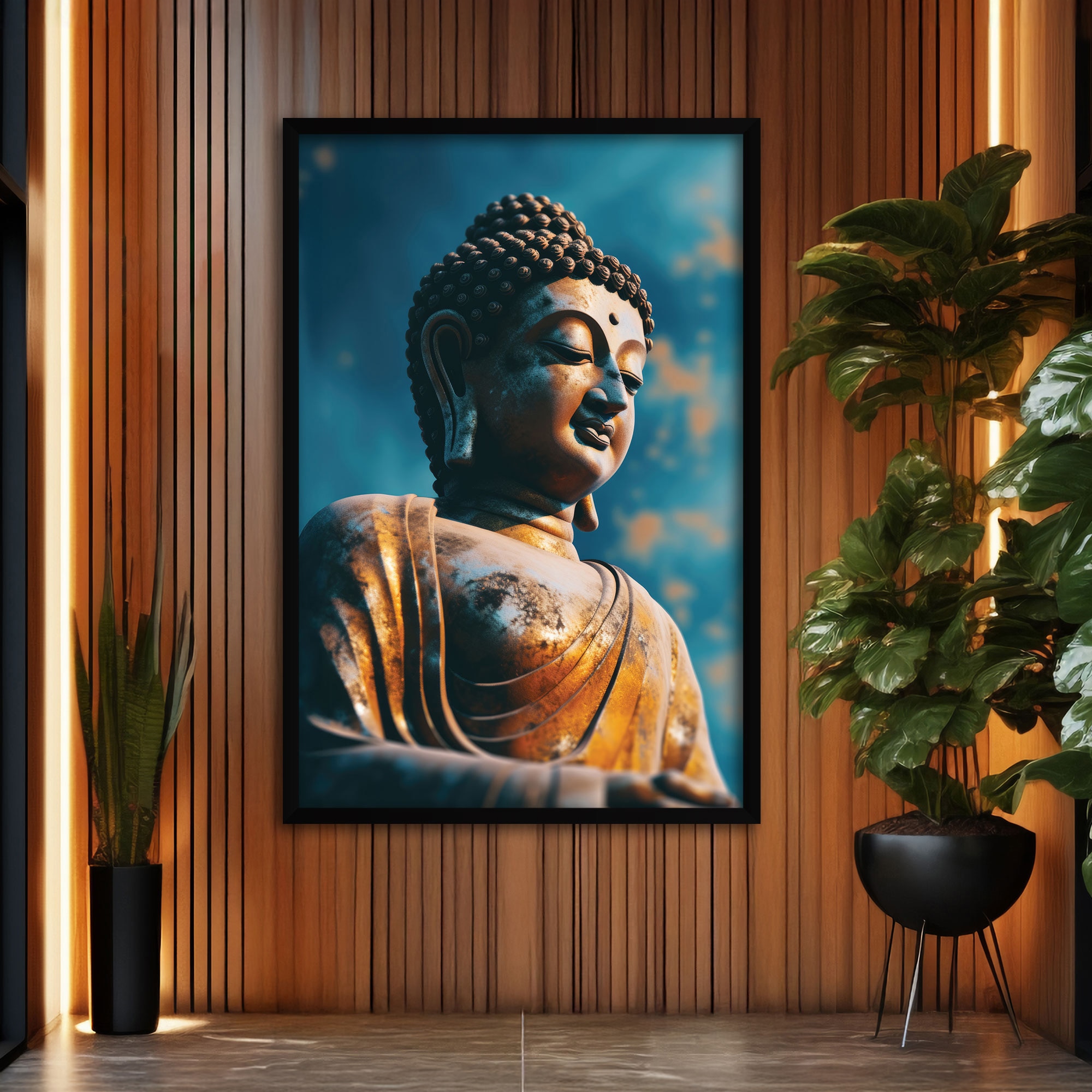 The Castle Decor Lord Buddha Wall Painting Framed Artwork 20x30 Inch Style 4 - The Castle Decor