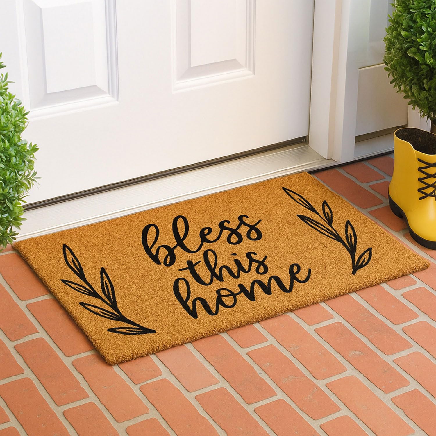 Luxe Home 100% Natural Coir Doormat Bless This Home Print (71x45 cm)