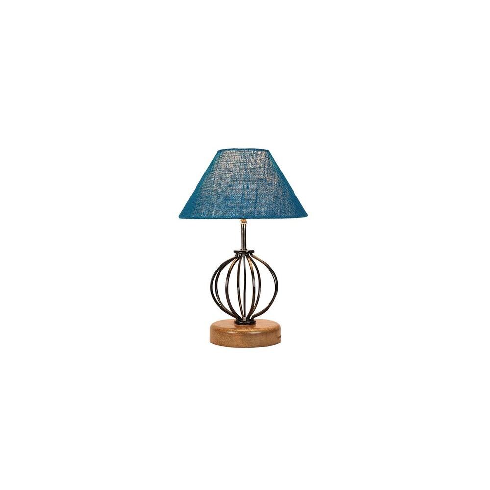 Haven Turquoise Jute Table lamp with Wood & Iron Base