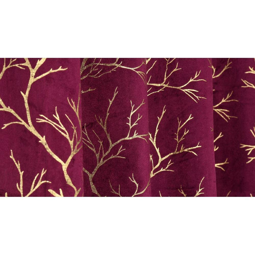 Golden Velvet Abstract Pack of 2 Pieces Blackout Window Curtain