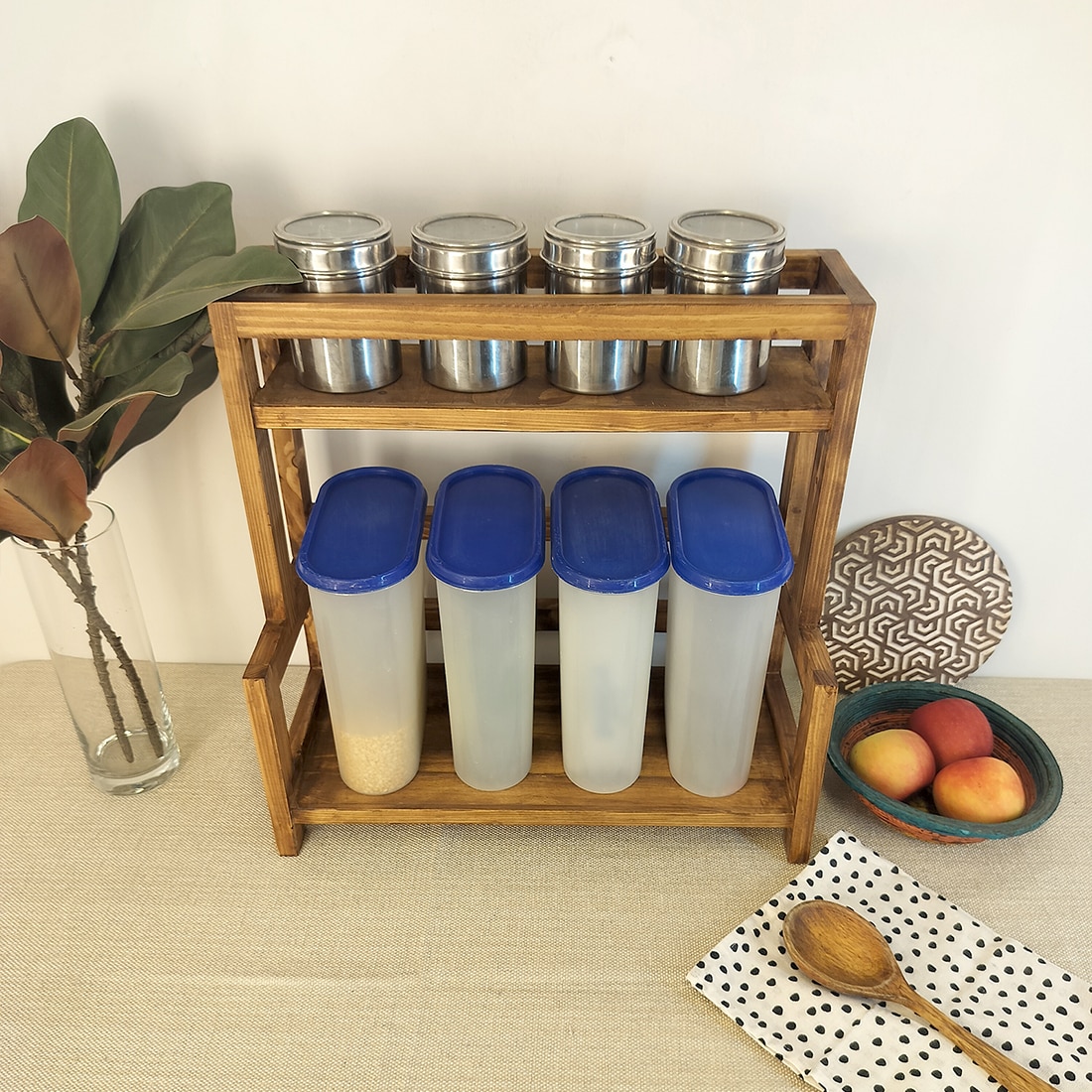 Hannah Wooden Kitchen Countertop Organiser