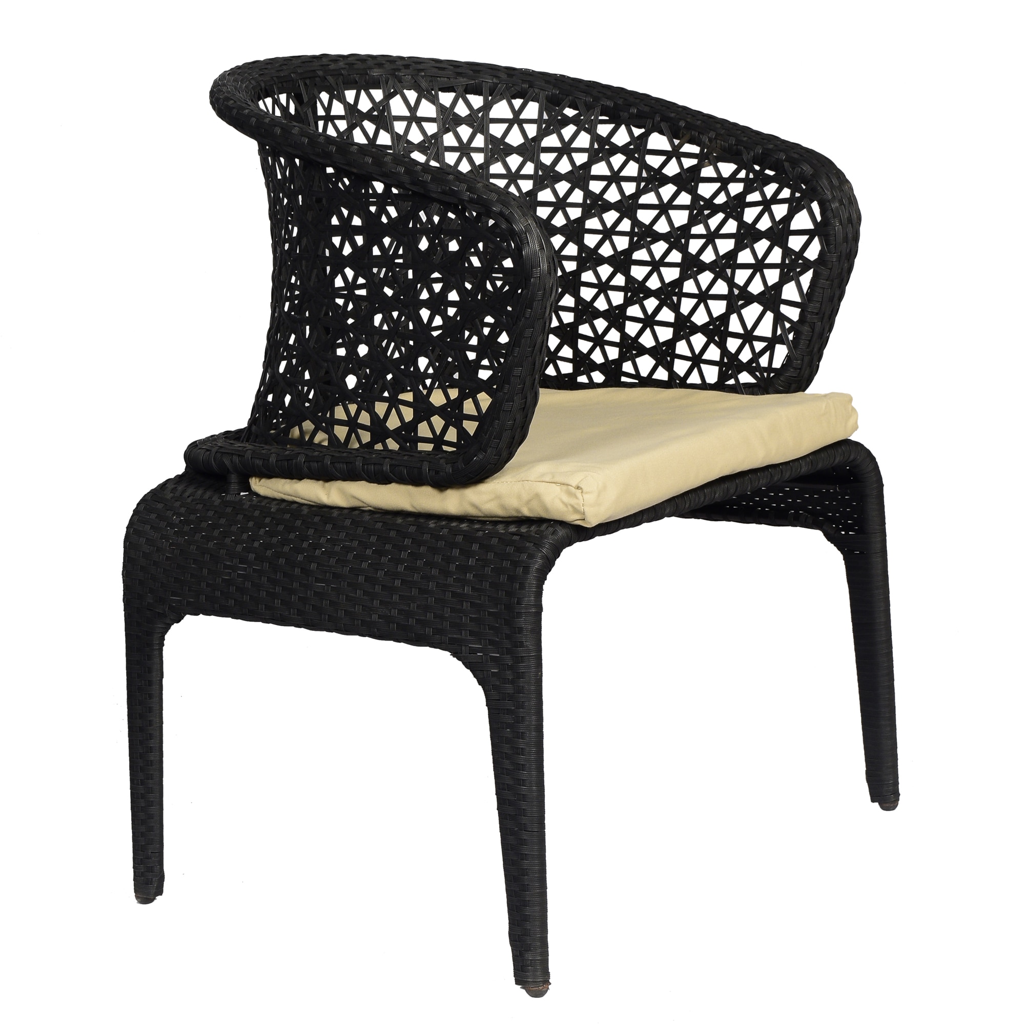 Launceston Wicker Table And Chair Set In Black Finish