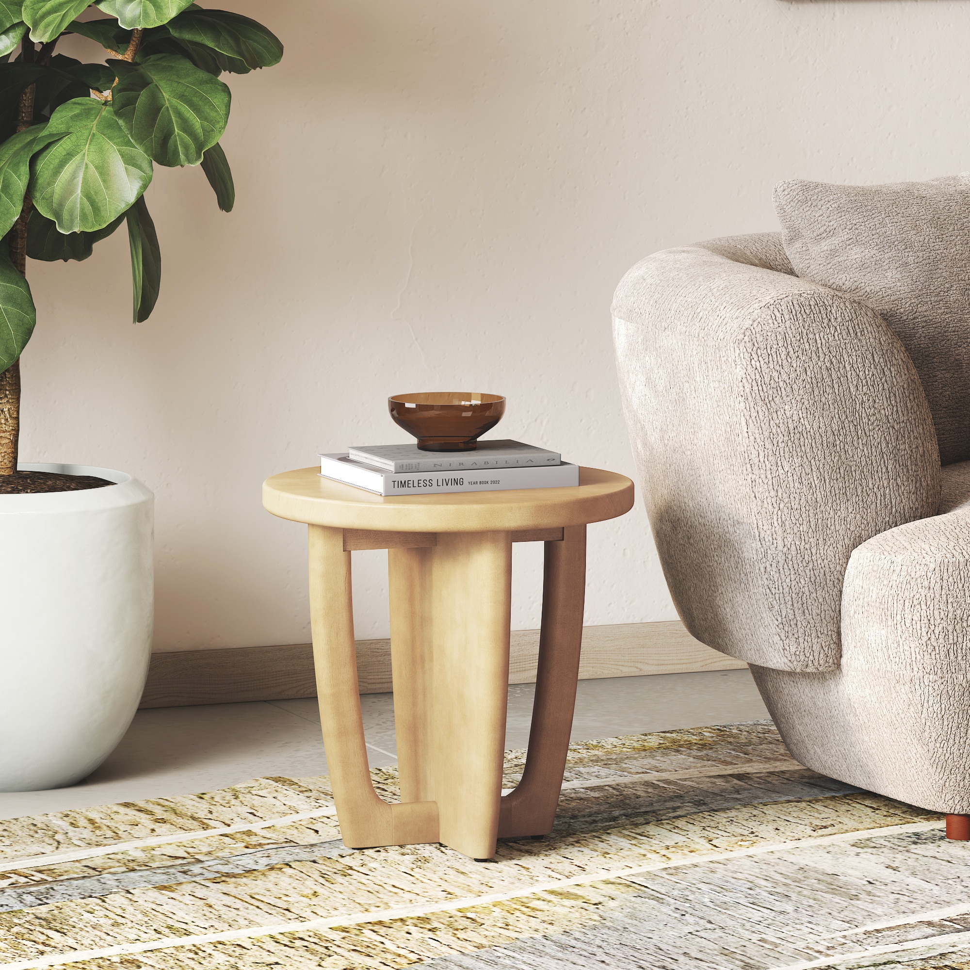Kaya Solid Wood Side Table in Oak Finish - Urban Ladder