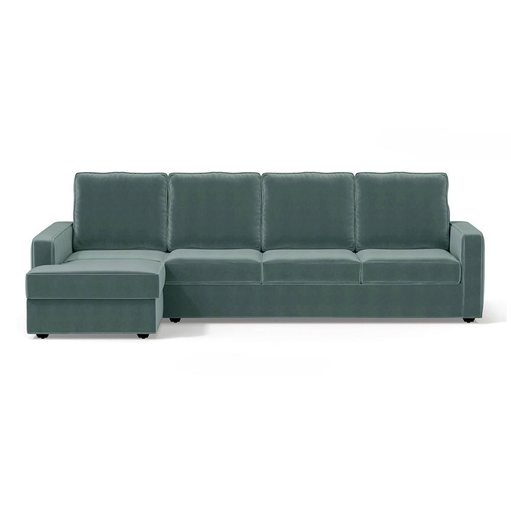 Apollo Compact Sofa (Colour : Dusty Turquoise Velvet, Cushion : Soft, Back Type : High Back, Seating Capacity : Left Aligned 3 Seater + Left Aligned Chaise)