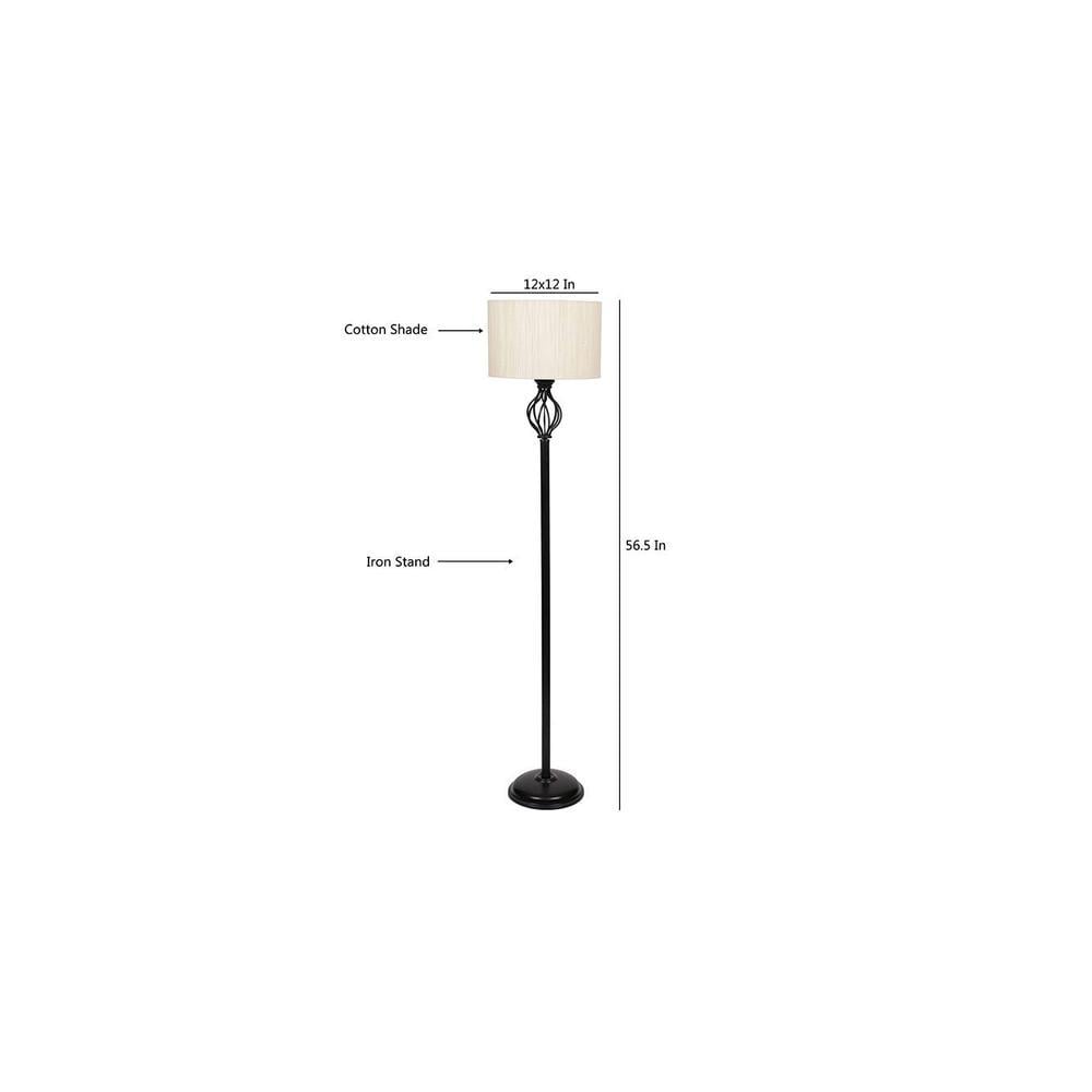 Haley Black Cotton Shade Floor Lamp