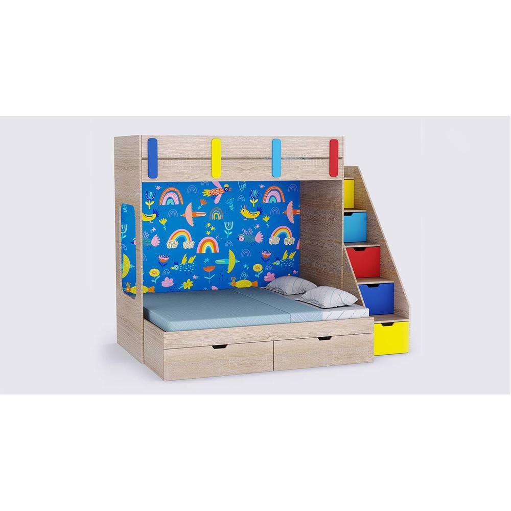 Pattern Dreams Bunk Bed with Storage in Oak Colour