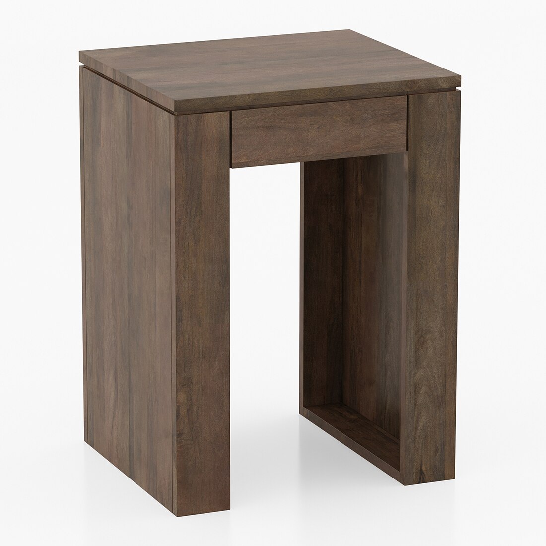 Epsilon Solid Wood Side Table In Danish Walnut Finish