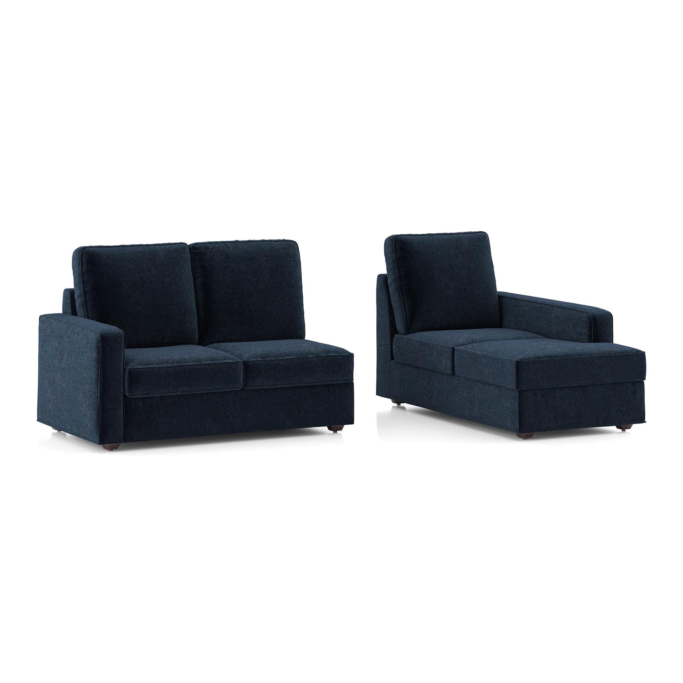 Apollo Compact Sofa (Colour : Cobalt, Cushion : Soft, Back Type : Regular, Seating Capacity : Right Aligned 2 Seater + Right Aligned Chaise + Ottoman)
