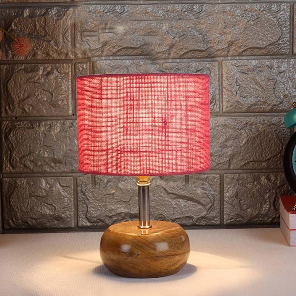 Maeve Pink jute & solid wood table lamp