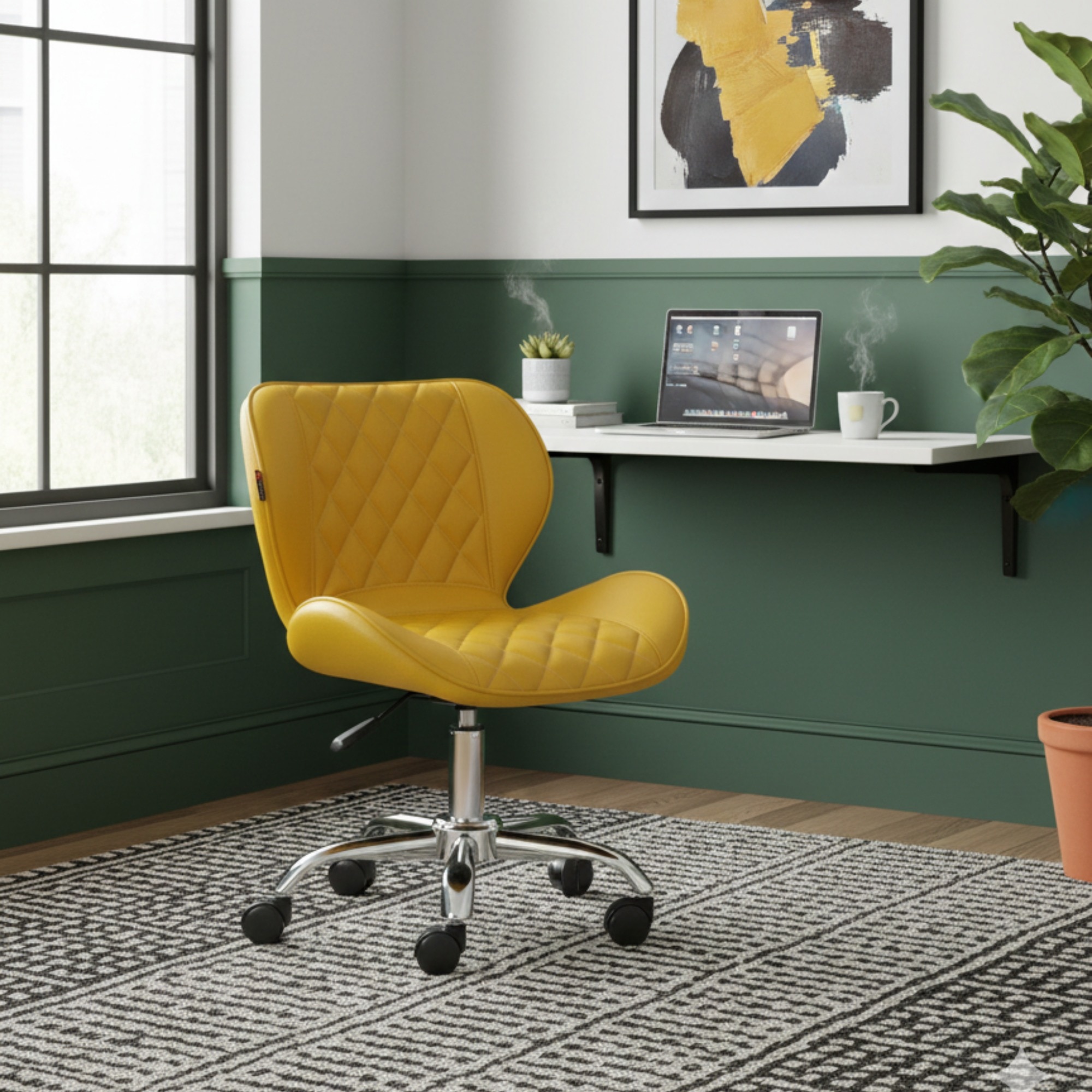 Beautiful Leatherette Dining Chair in Yellow Colour - Adiko Systems