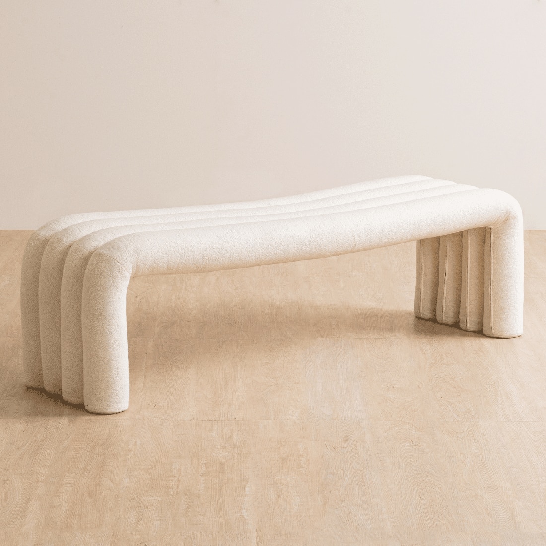 Kaba Upholstered Bench in Off White Colour