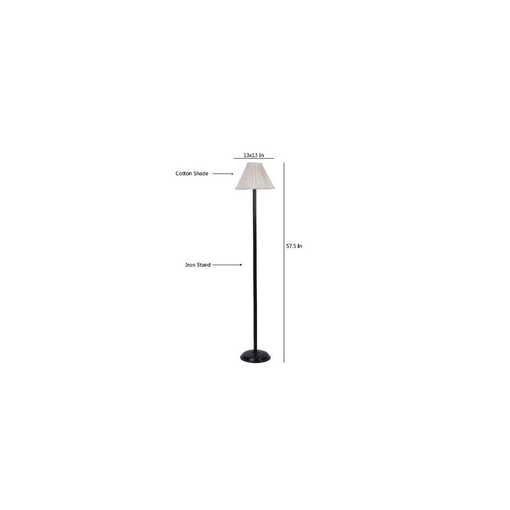Marlin Off White Fabric Floor Lamp with Black Iron Base