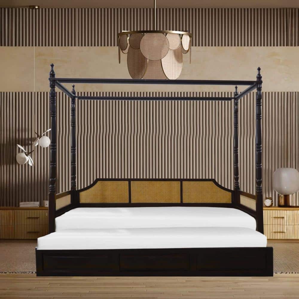 Aminos Solid Wood Non Storage Bed In Walnut Finish