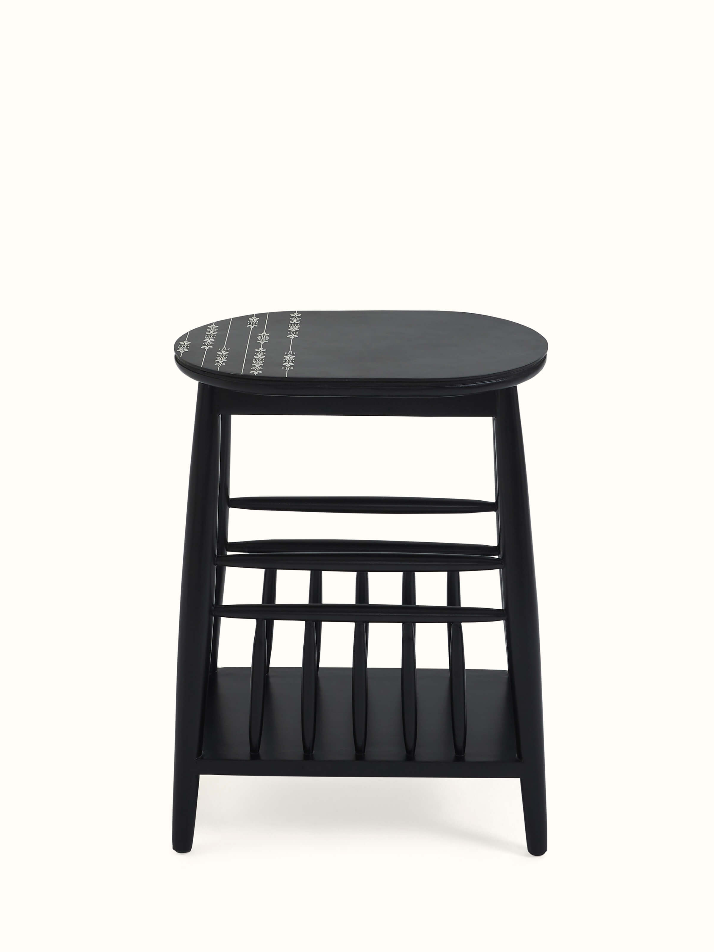 Mango Wood & Metal Bidriware Magazine Rack