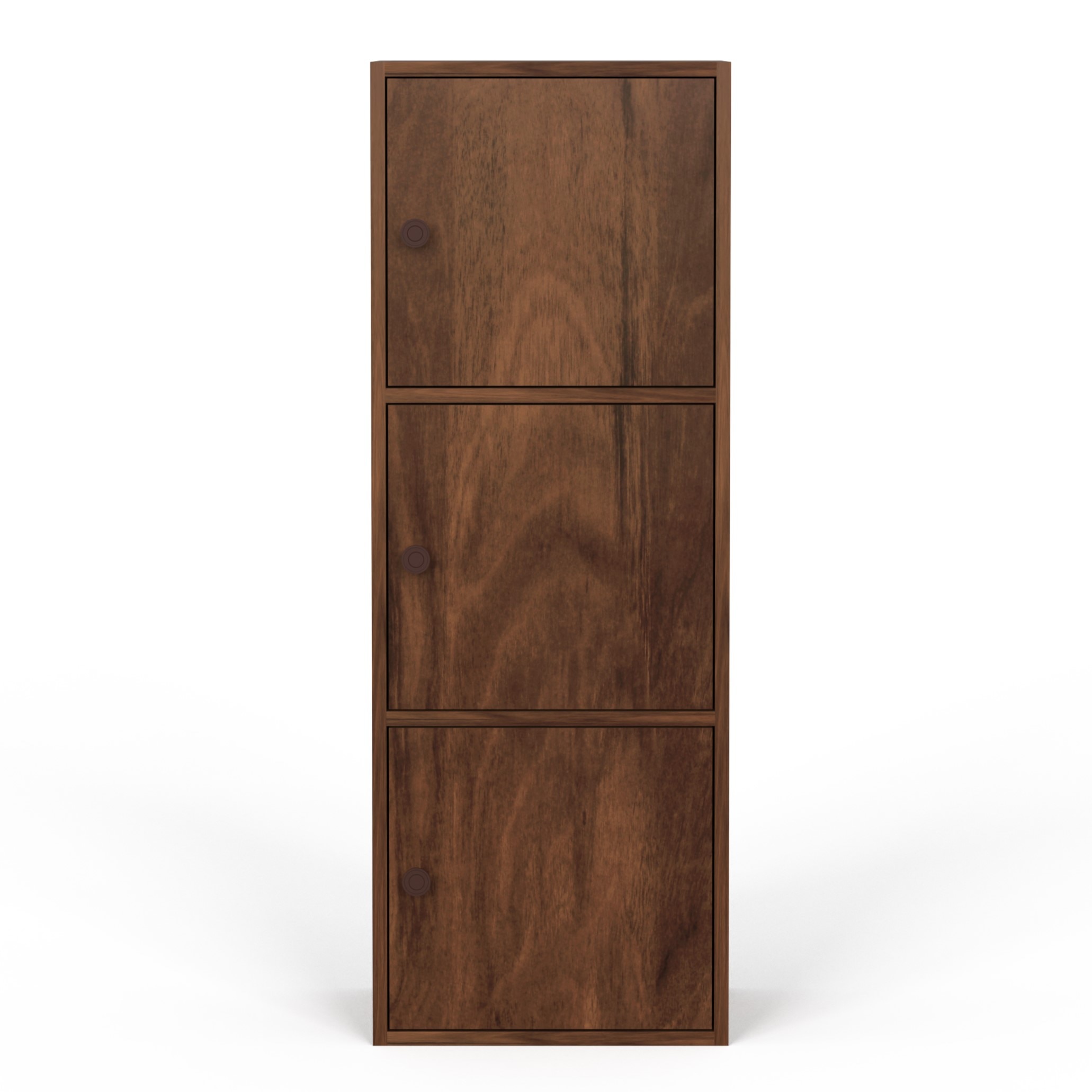 BLUEWUD Calcio 3-Tier Storage Unit Filing Cabinet Rack Organizer Wardrobe Almirah Cupboard for Clothes with 3 Closed Shelves for Bedroom Kitchen Living Room Home, DIY (Brown Maple)(37 x 36 x 102) CM