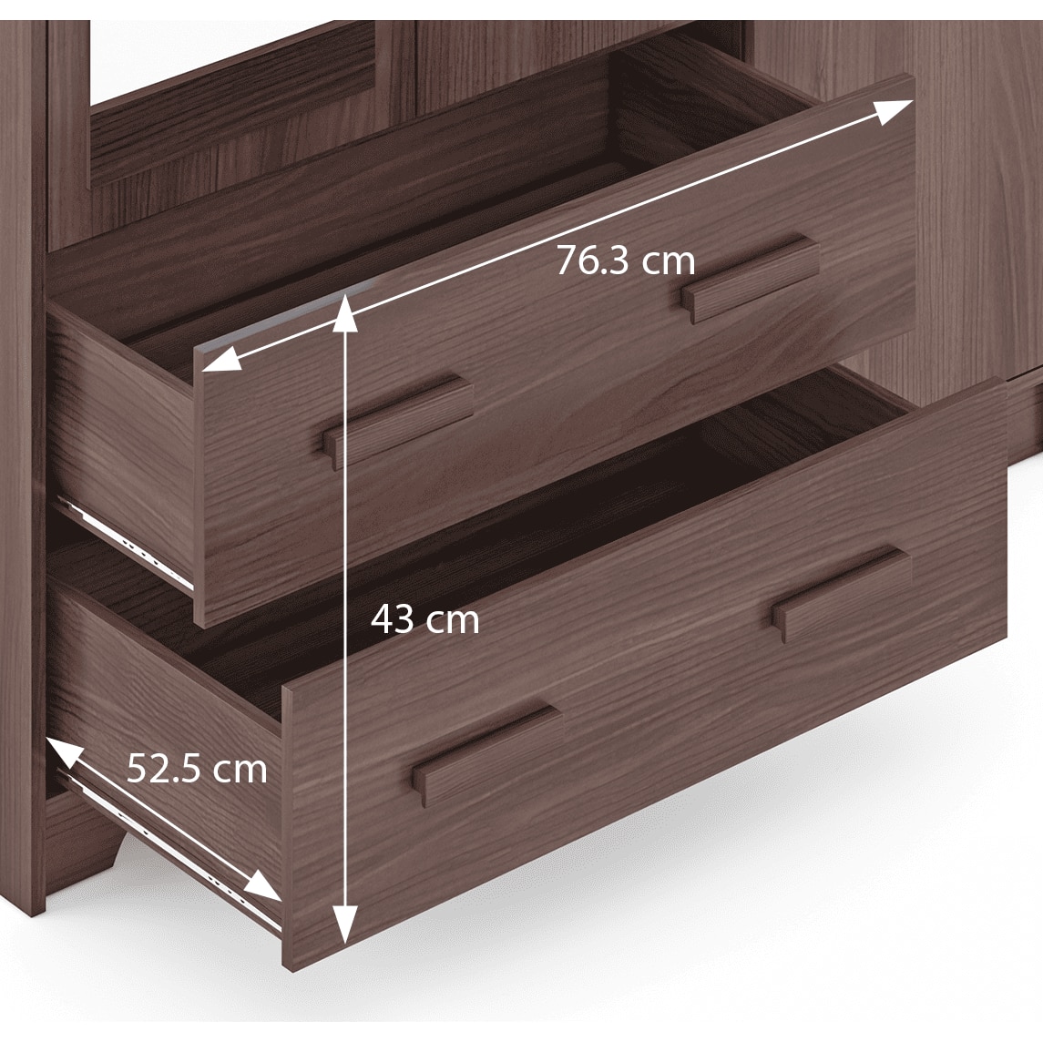 Hilton 3 Door 3 Drawer Wardrobe With Mirror and Lock in Chestnut Acacia Finish