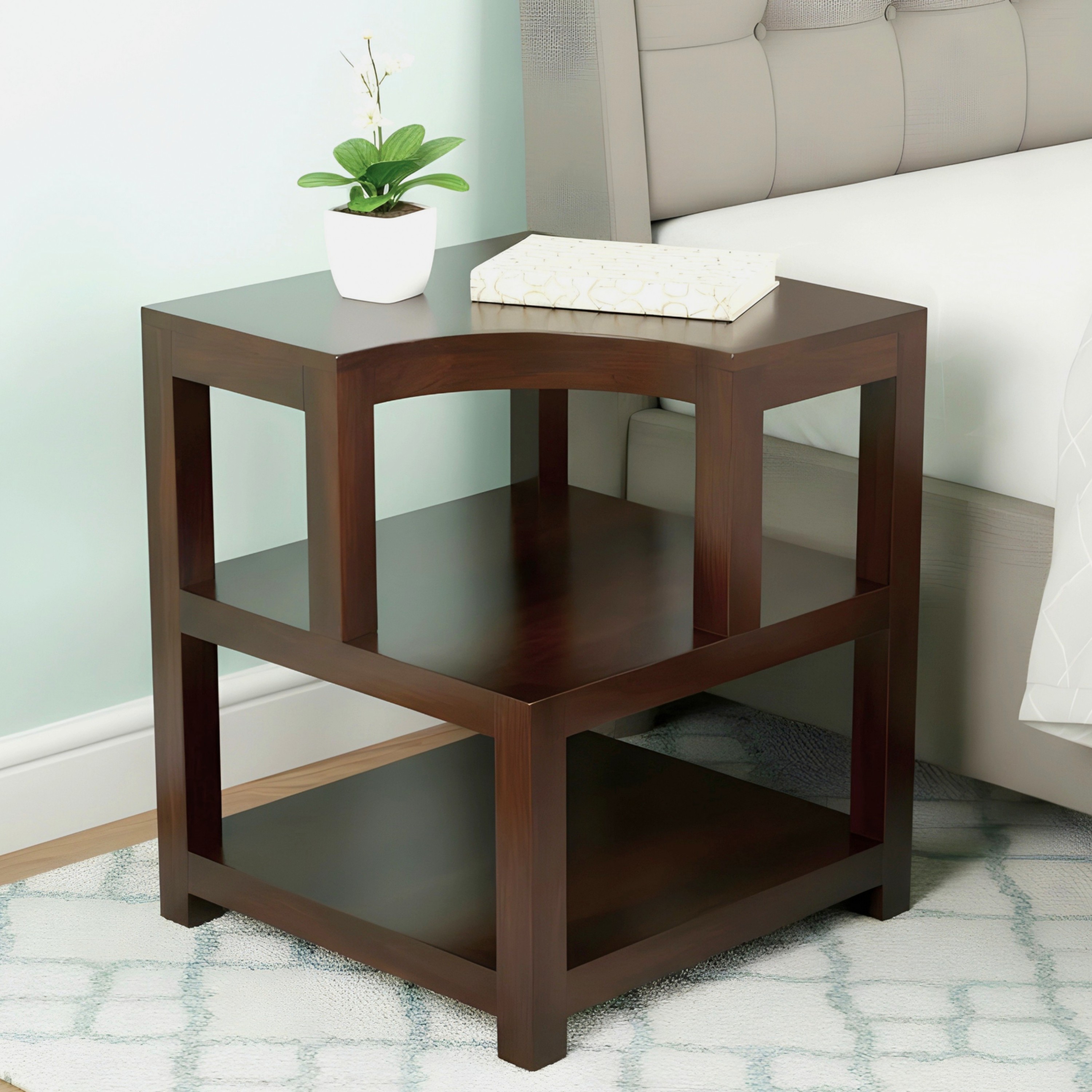 Aural Bedside Table - Walnut Finish