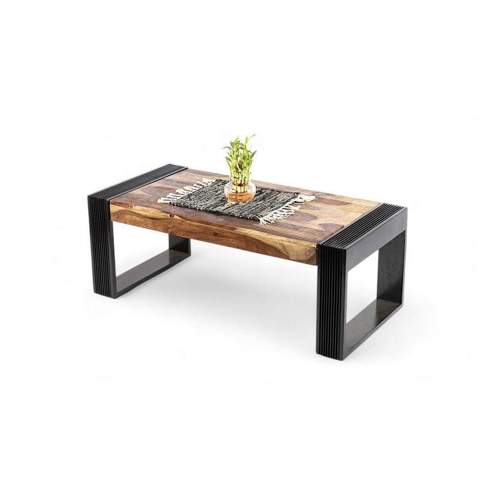 Hudson Sheesham Wood Coffee Table In Natural Rustic Wood Finish