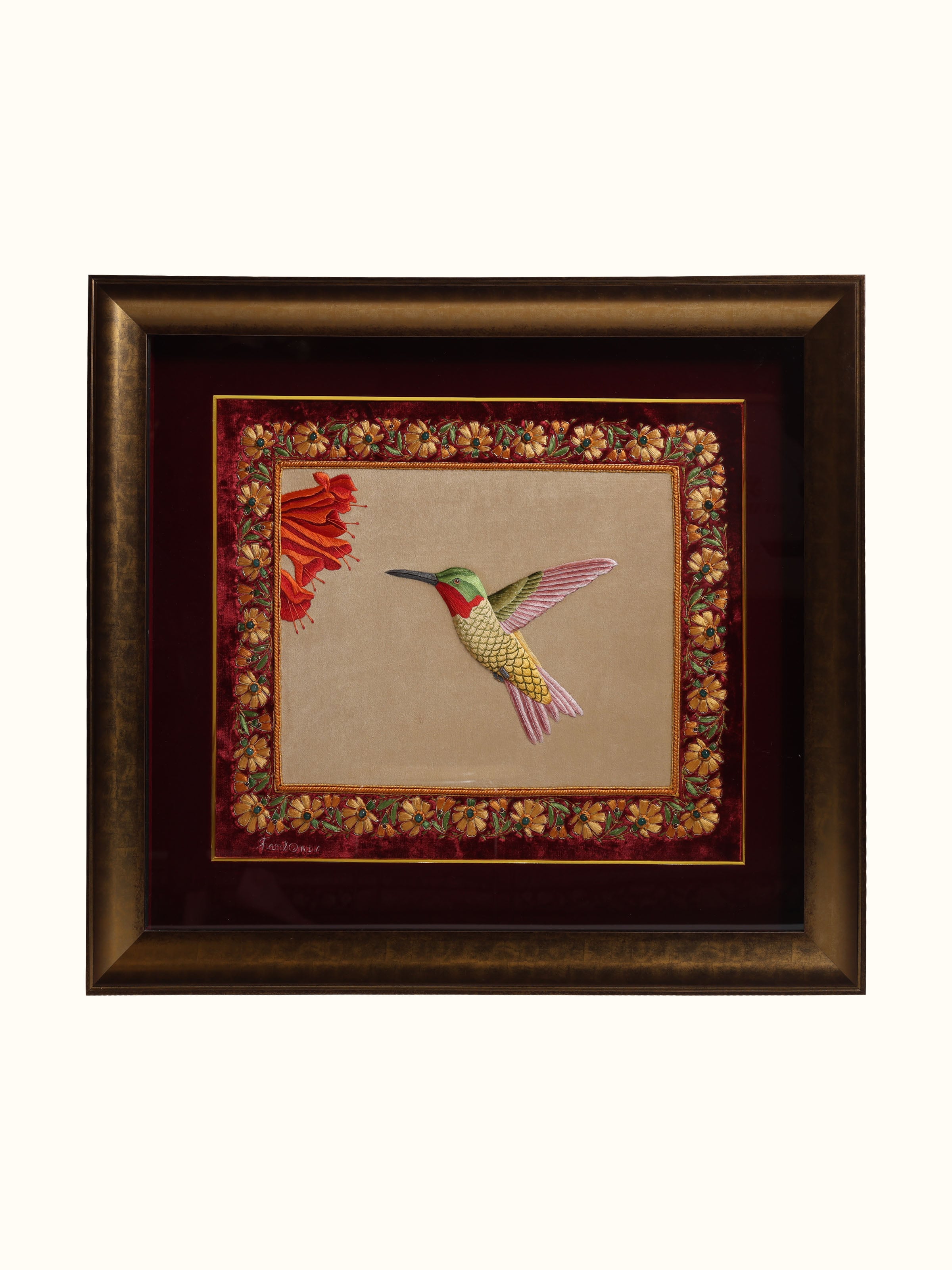Humming Bird Zardozi Wall Hanging