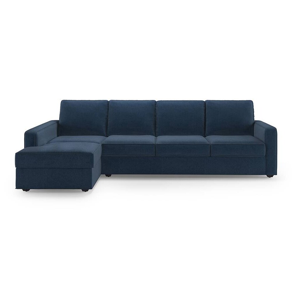 Apollo Compact Fabric Sectional Compact Sofa (Colour : Lapis Blue, Cushion : Soft, Back Type : Regular, Seating Capacity : Left Aligned 3 Seater + Left Aligned Chaise)
