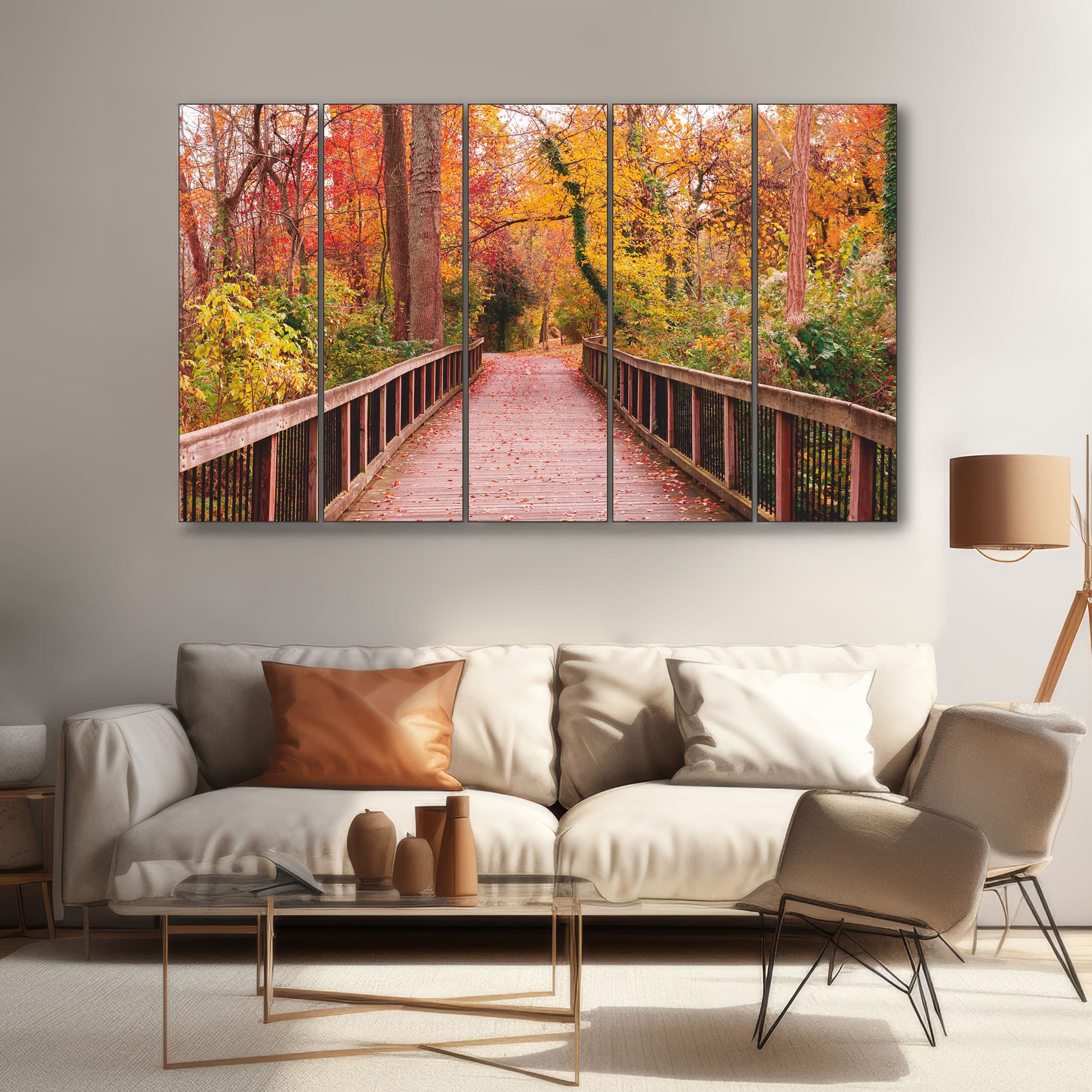 The Castle Decor Bridge Forest Spring Wall Art Set of 5 27x48 Inch - The Castle Decor