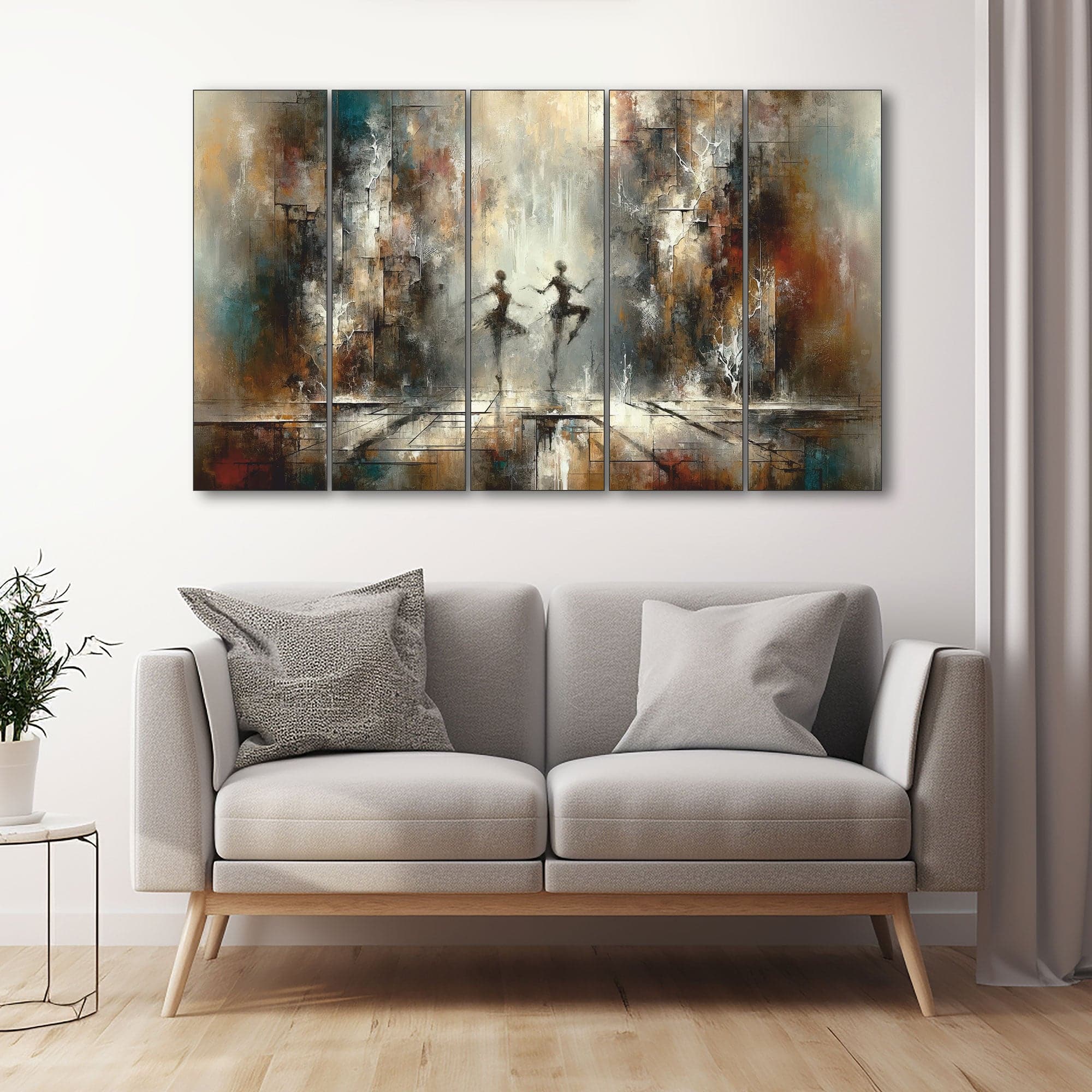 The Castle Decor Dance Abstract Wall Art Set of 5 Digital Painting 27x48 Inch - The Castle Decor