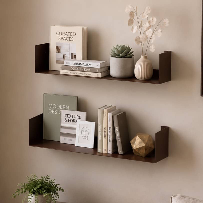 Alivo Floating Bookshelf Brown