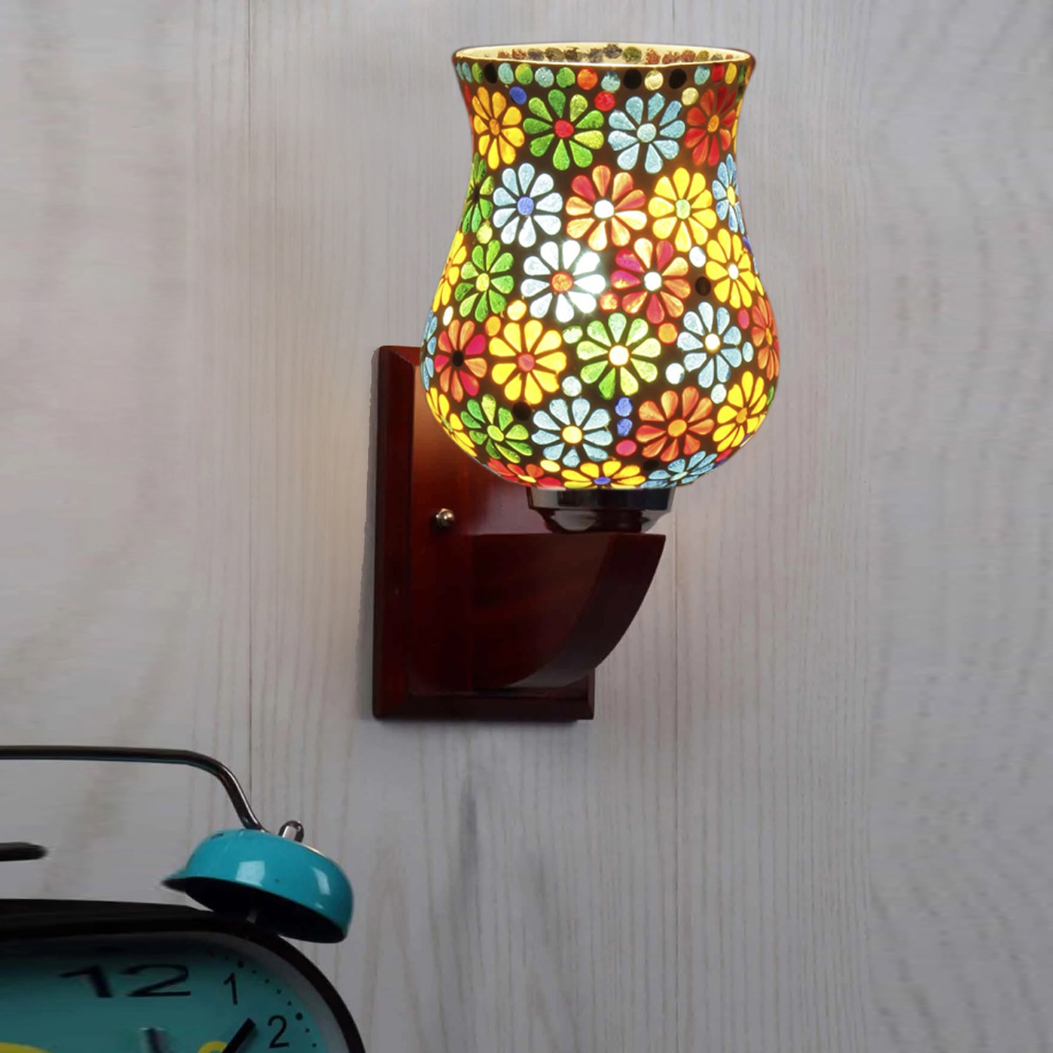 Devansh Solid Wood Electric Wall Light in Multi Colour with Multi Shade Count of 1 Light - Devansh