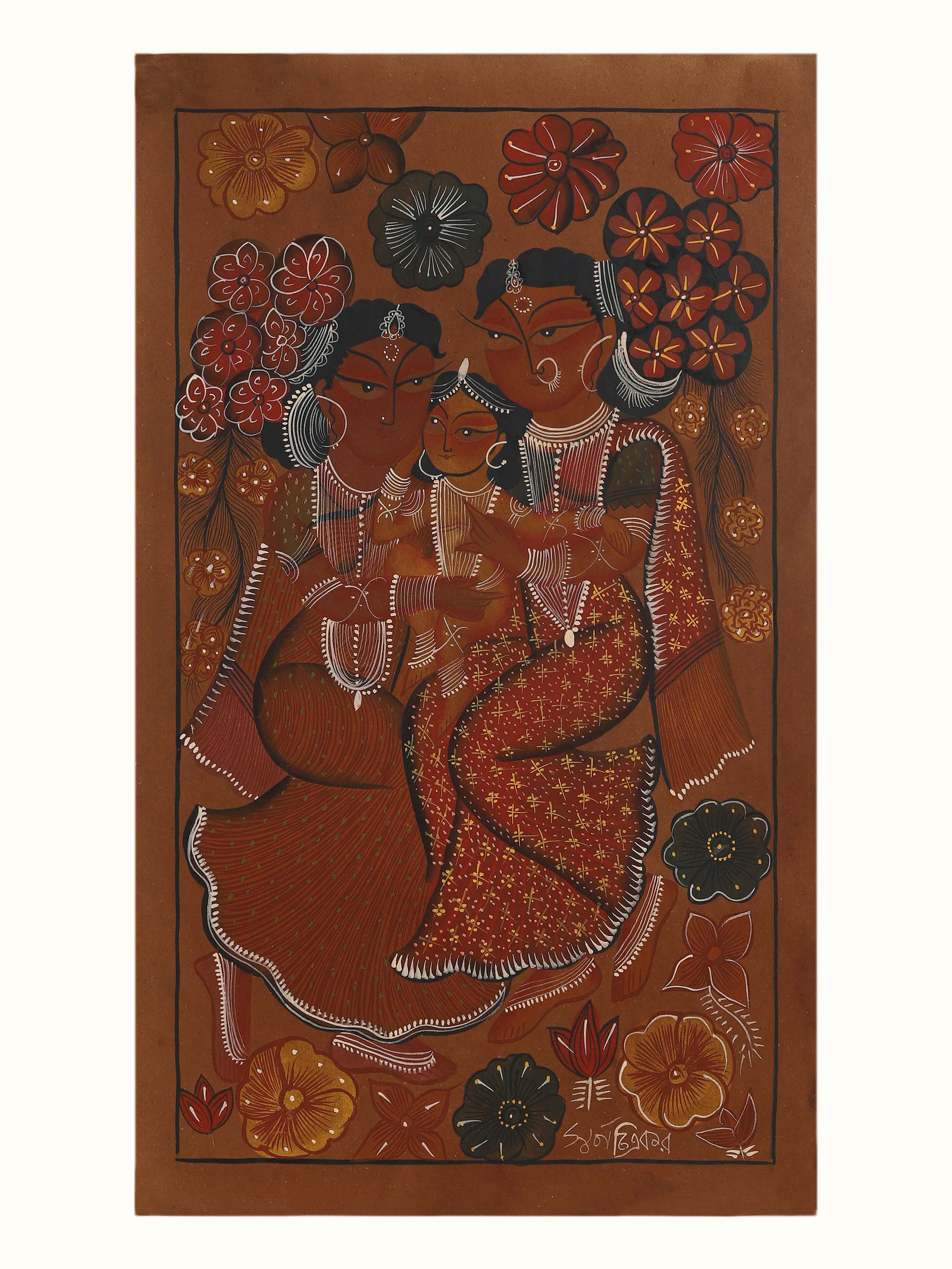 Family Scene Kalighat Painting