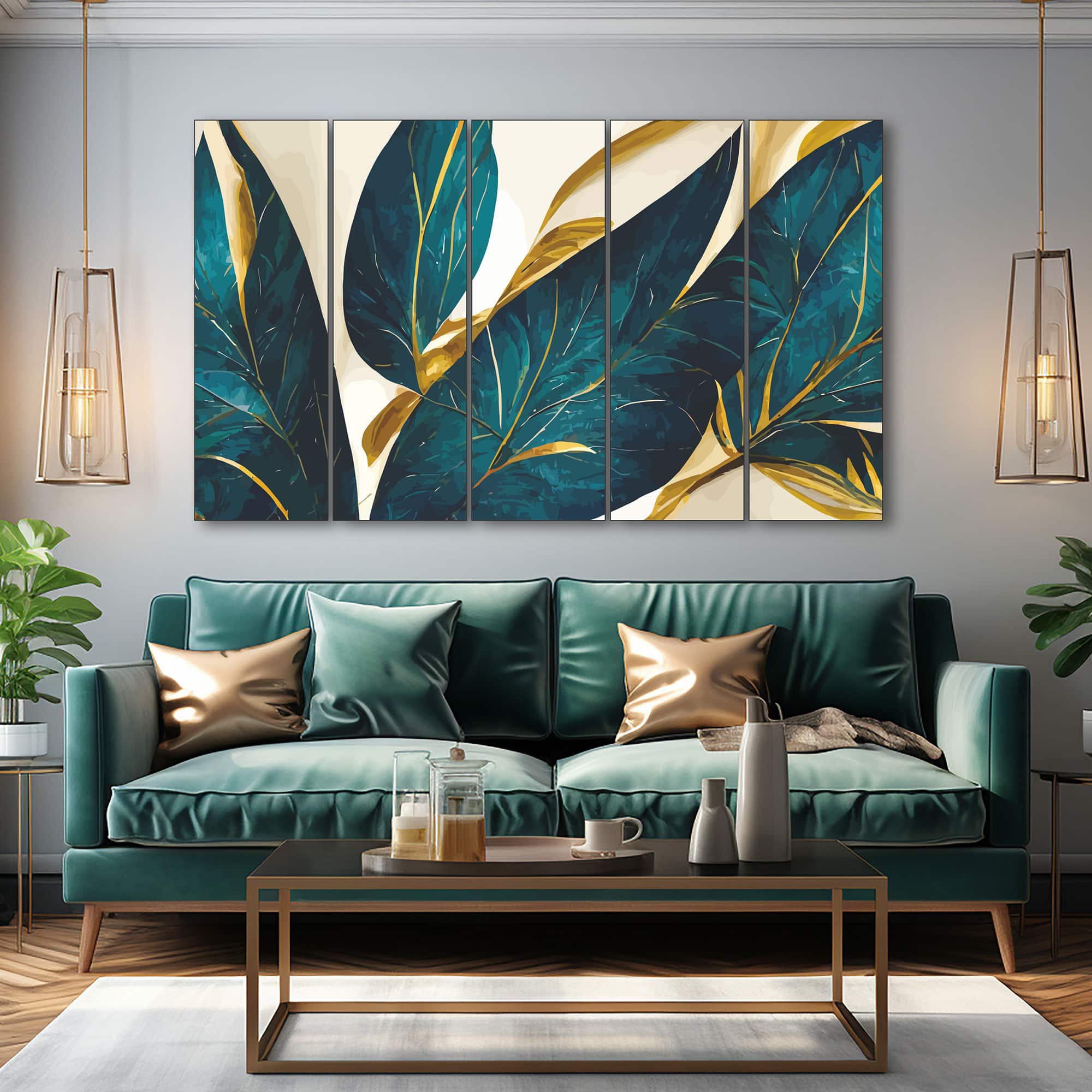 The Castle Decor Flower Wall Art Set of 5 27x48 Inch - The Castle Decor