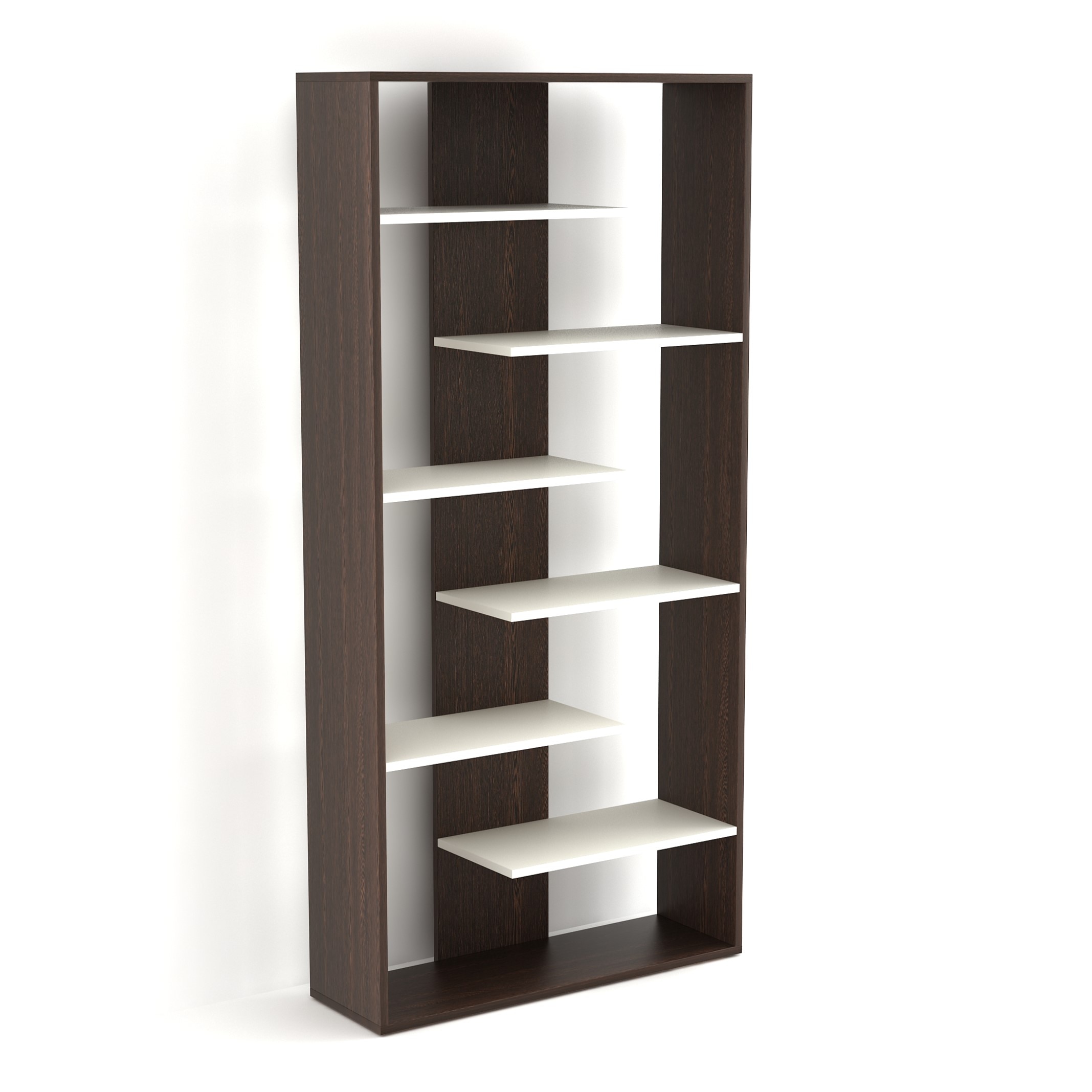 BLUEWUD Maxelle Engineered Wood Bookshelf Cabinet Book Rack Organizer with Shelves for Decor Display, Cabinet Floor Standing for Home Library (Wenge & White)