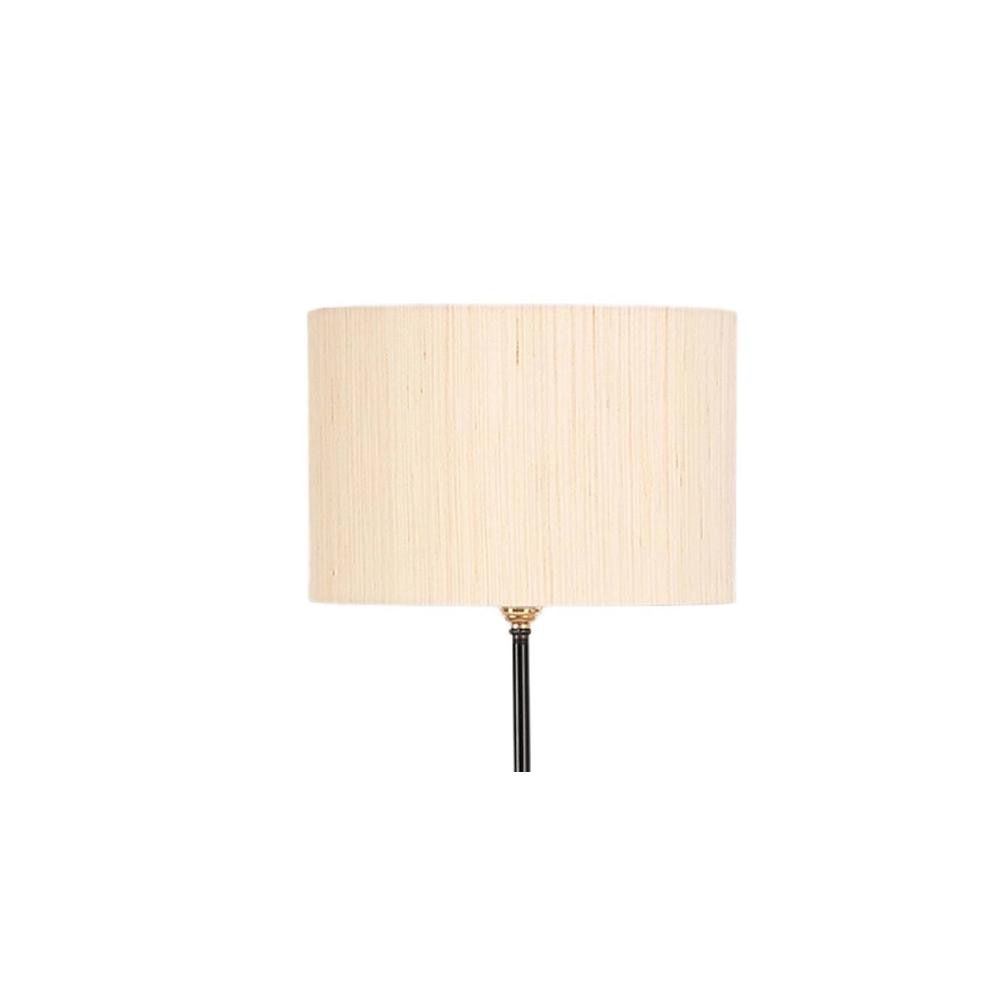 Karma Off White Fabric Floor Lamp with Black Iron Base
