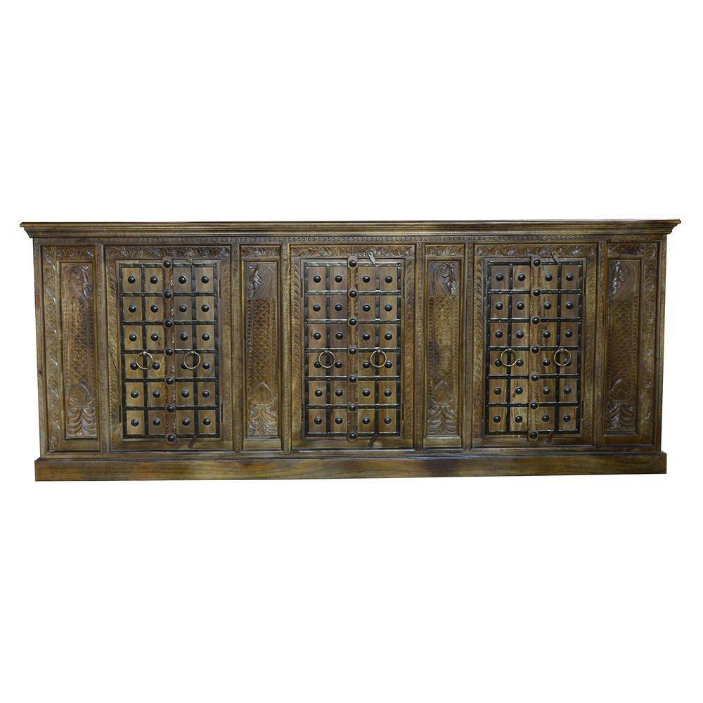 Plato solid wood side board in brown finish